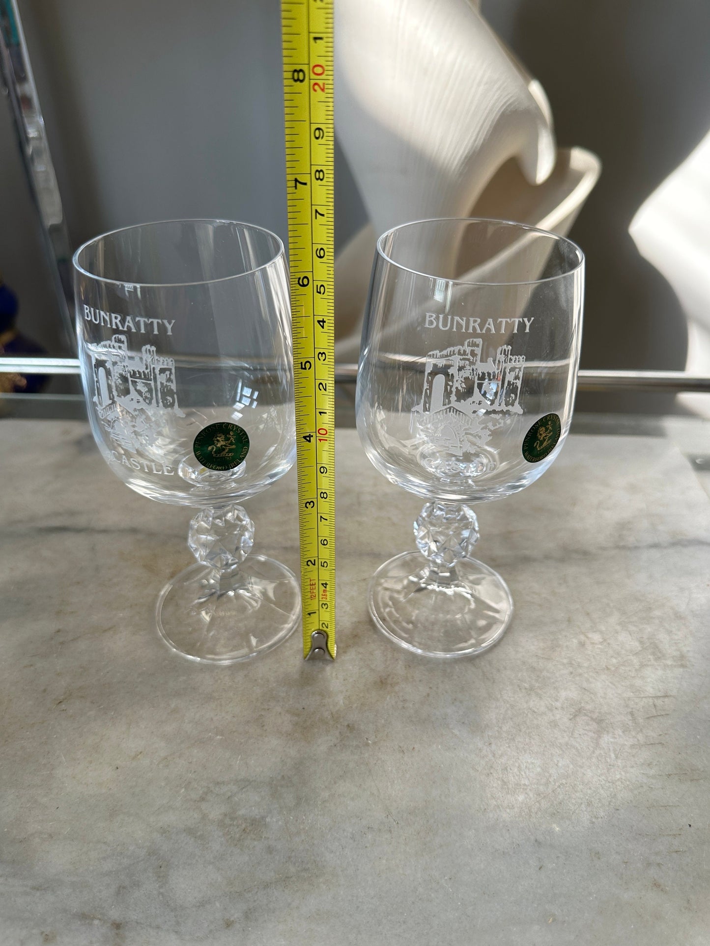 Vintage Waterford Crystal Goblets: Bunratty Castle Souvenir, Boxed