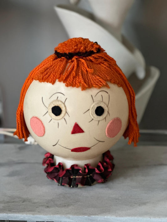 Vintage Raggedy Ann Doll Head Lamp: Whimsical Accent Light, 1970s Decor