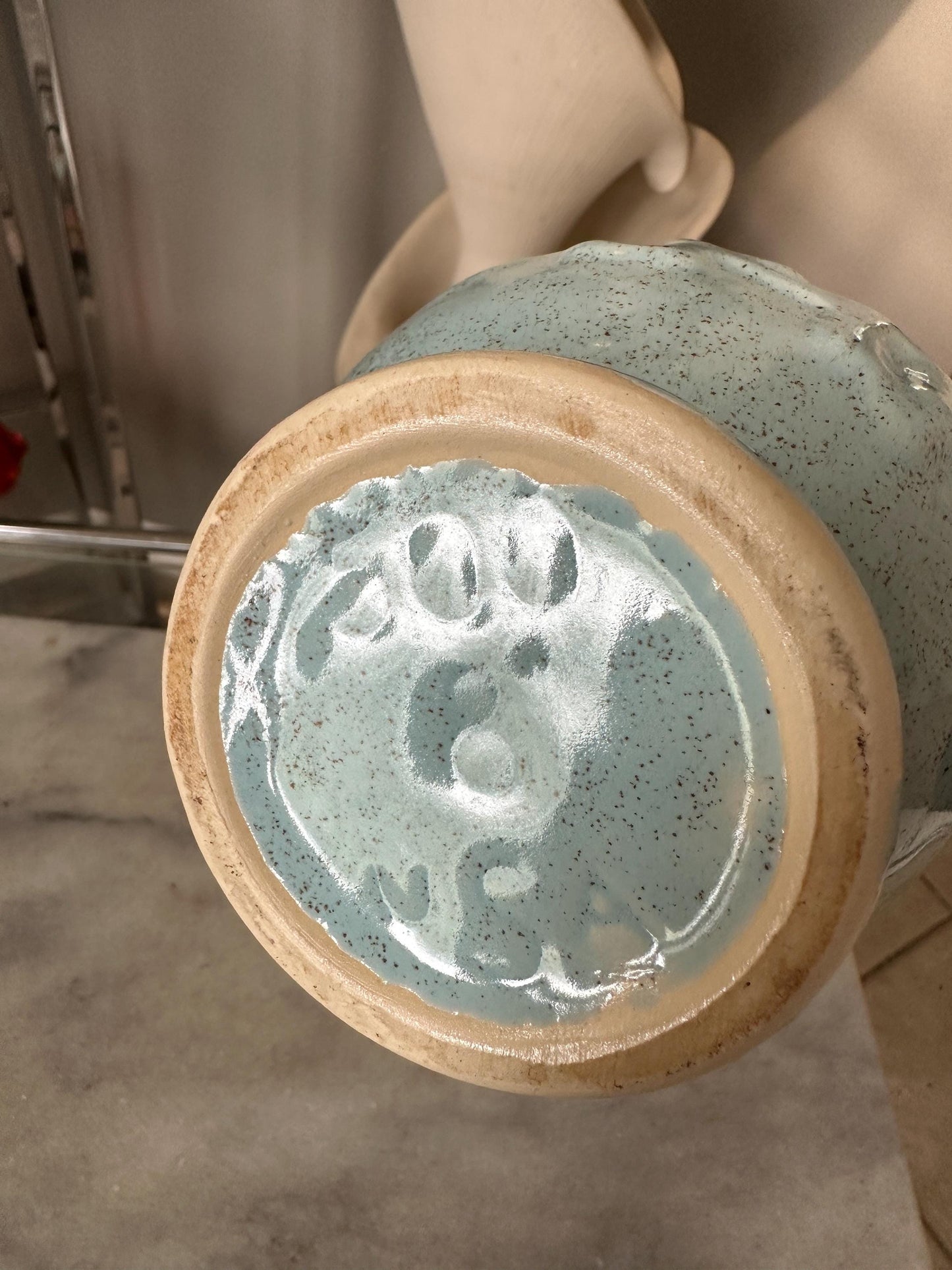 Vintage Brush McCoy Vase: Aqua Speckled Ceramic Vase, USA Pottery