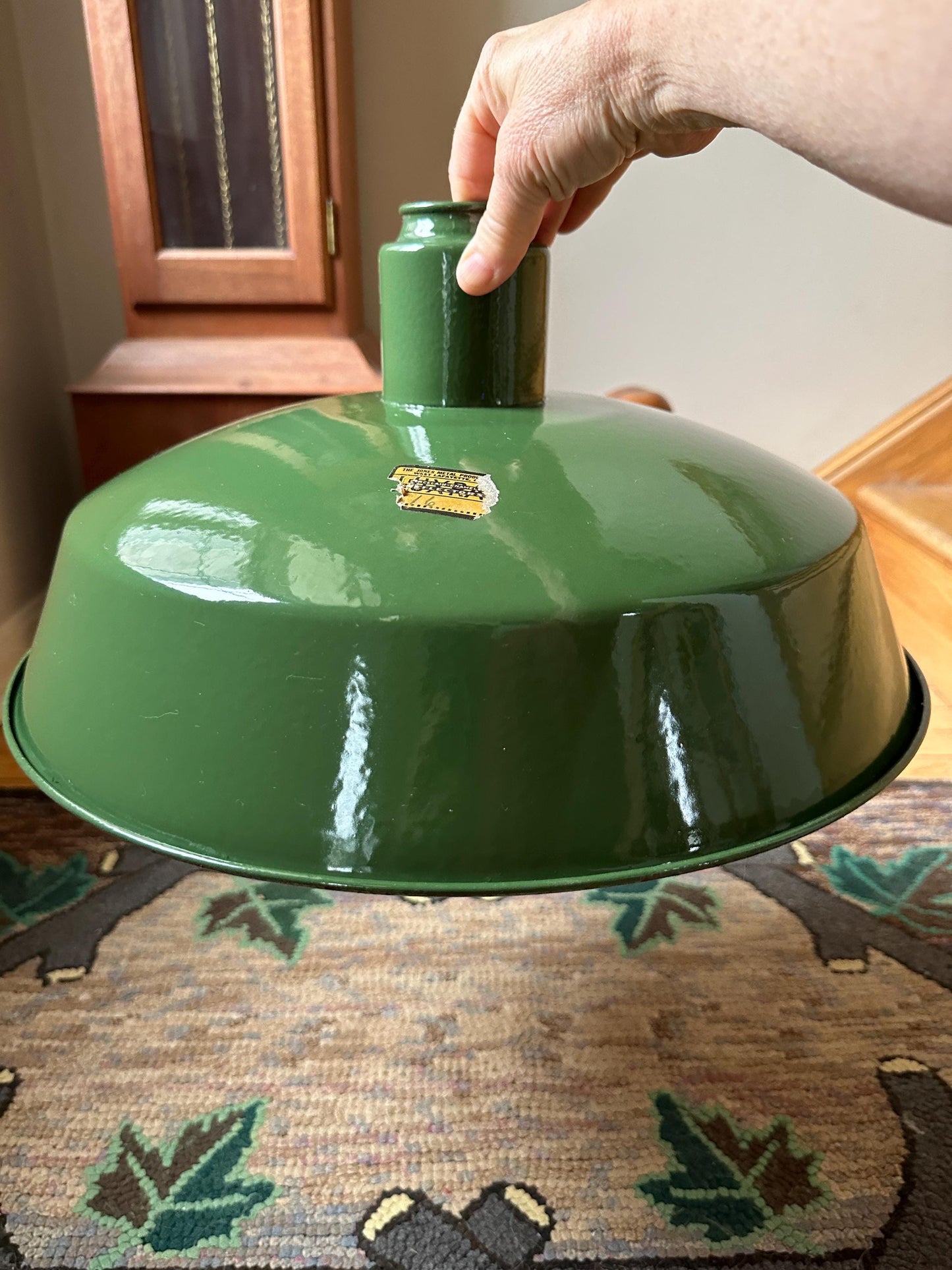 Vintage Luxray Green Porcelain Enamel Barn Light: 16" Industrial Lighting
