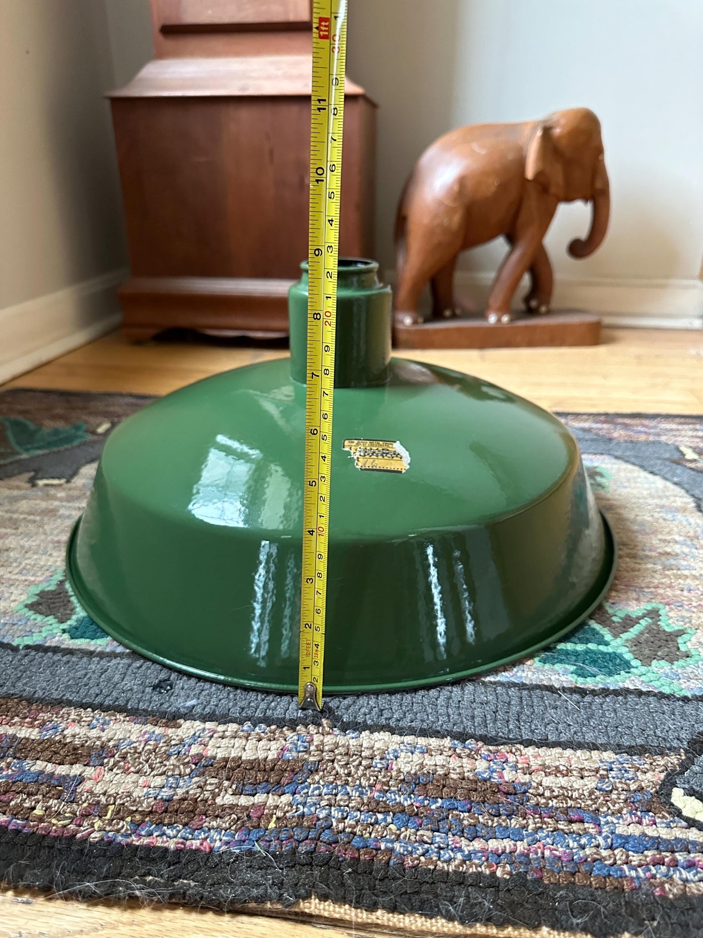 Vintage Luxray Green Porcelain Enamel Barn Light: 16" Industrial Lighting