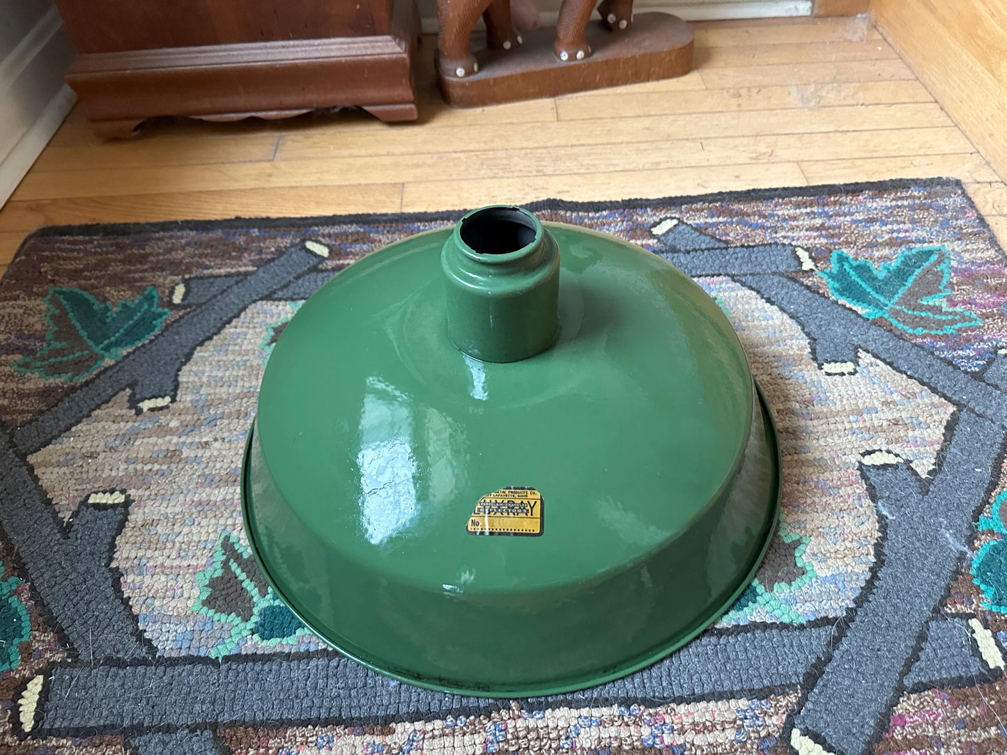 Vintage Luxray Green Porcelain Enamel Barn Light: 16" Industrial Lighting