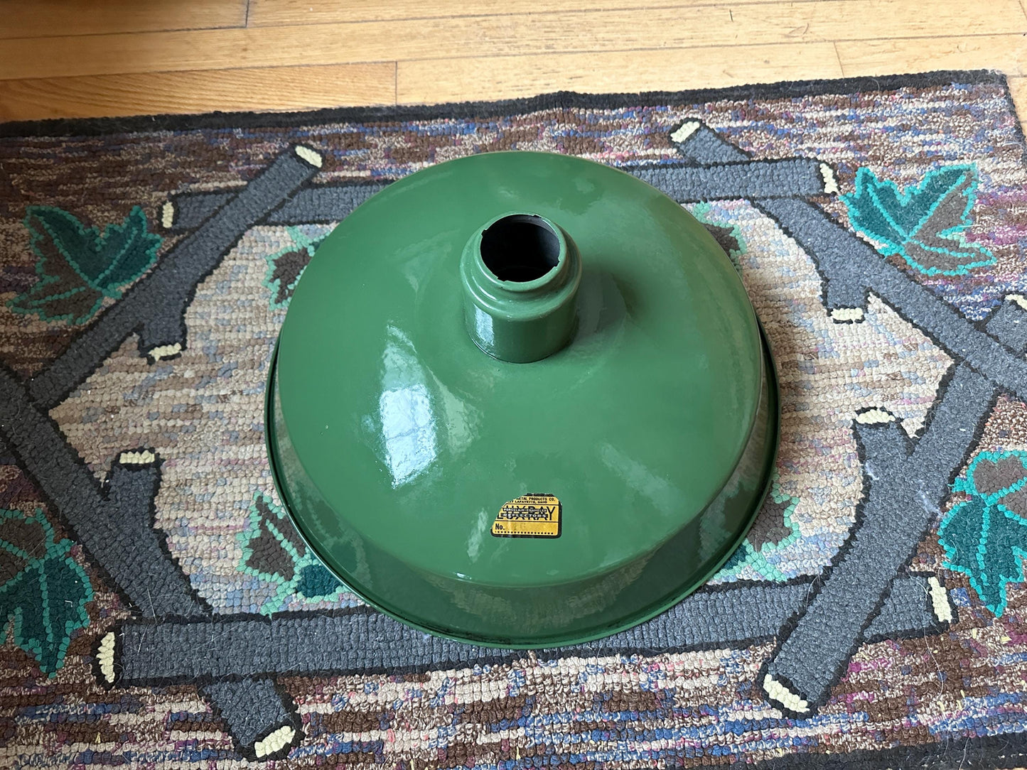 Vintage Luxray Green Porcelain Enamel Barn Light: 16" Industrial Lighting