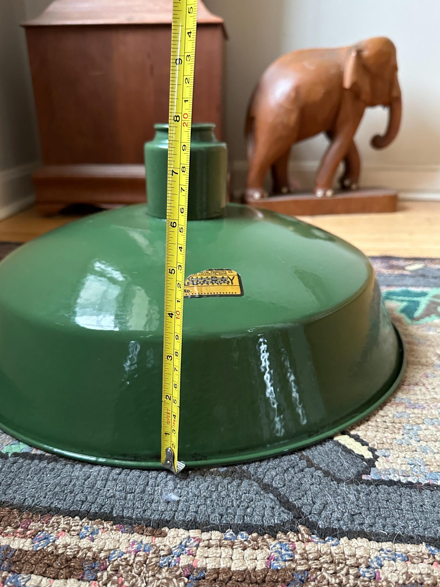 Vintage Luxray Green Porcelain Enamel Barn Light: 16" Industrial Lighting