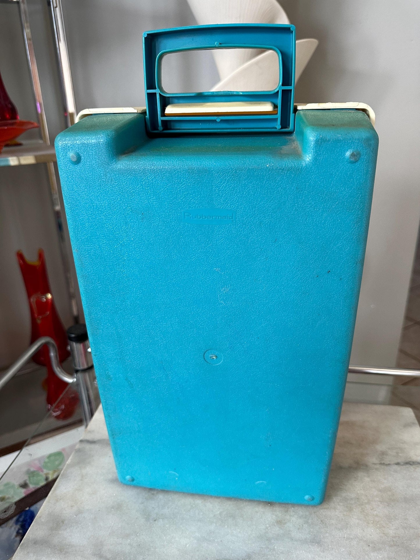 Vintage Rubbermaid Cooler Blue & White Plastic With Styrofoam 1970's Car Show