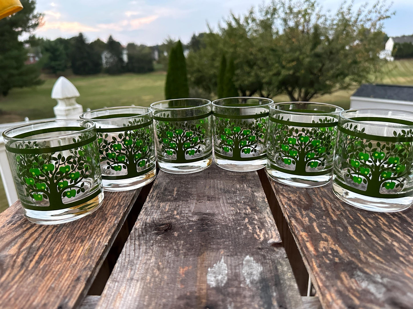 Vintage Colony Glass Ice Bucket Set: MCM Apple Tree Barware
