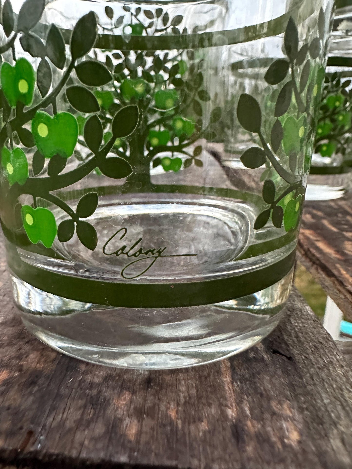 Vintage Colony Glass Ice Bucket Set: MCM Apple Tree Barware