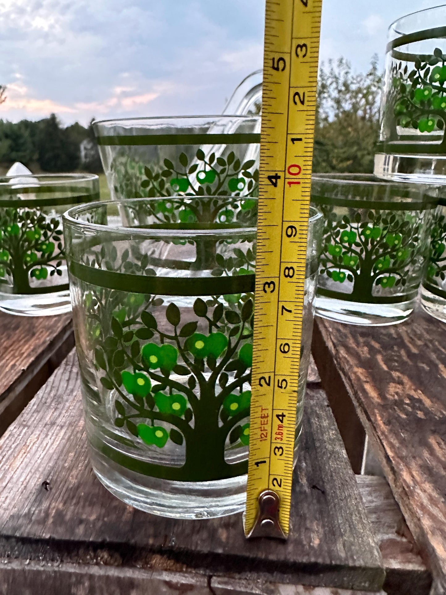 Vintage Colony Glass Ice Bucket Set: MCM Apple Tree Barware