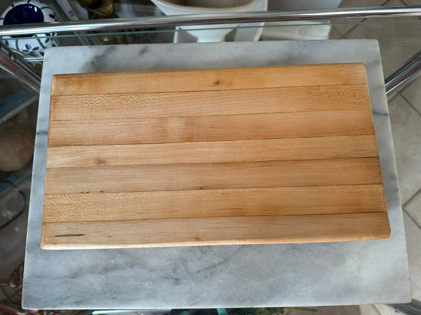 Vintage Wood Cutting Board: Butcher Block Charcuterie Server (13” x 7.25”)
