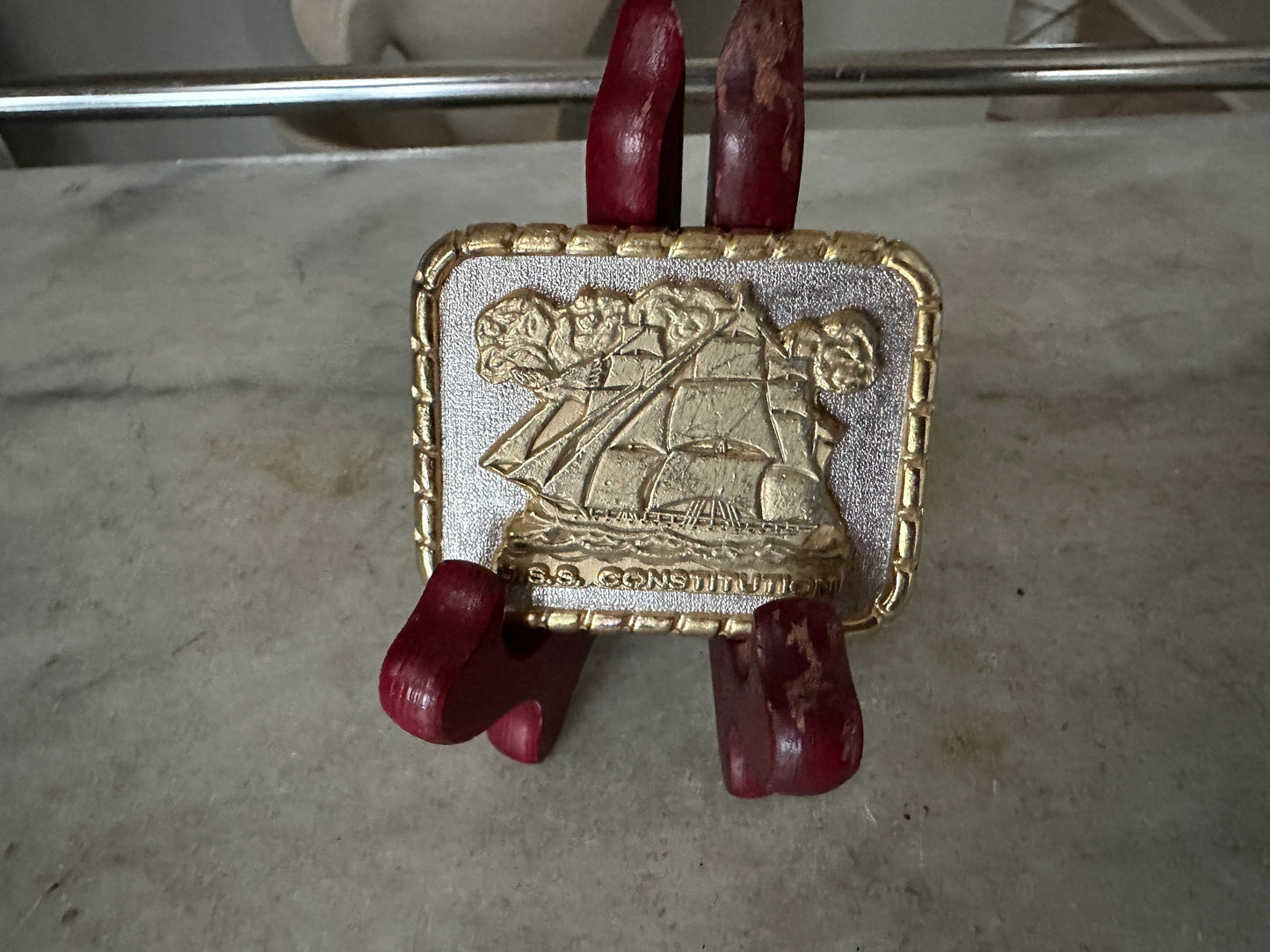 Vintage USS Constitution Ship Sailing Vintage Belt Buckle
