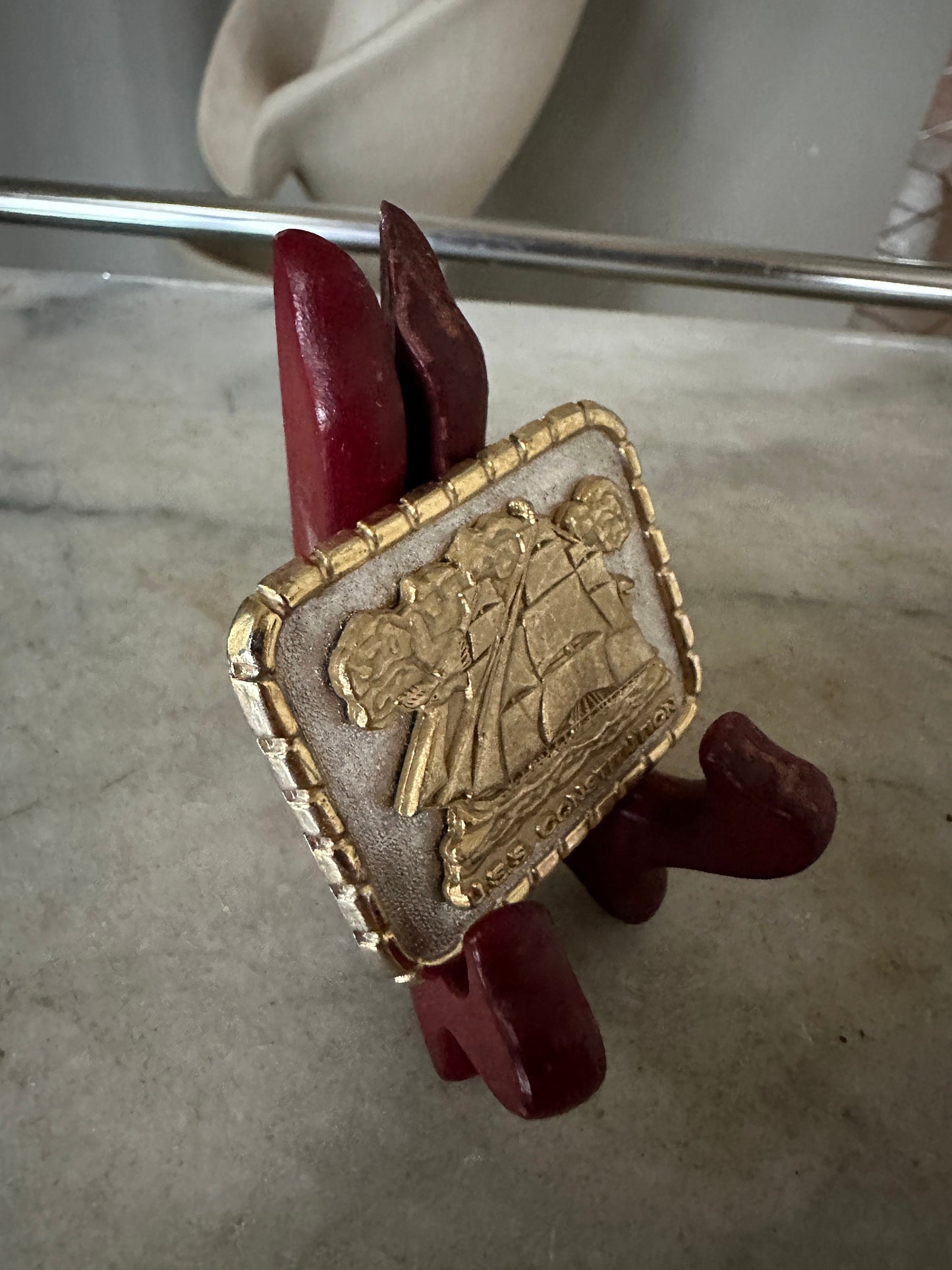 Vintage USS Constitution Ship Sailing Vintage Belt Buckle