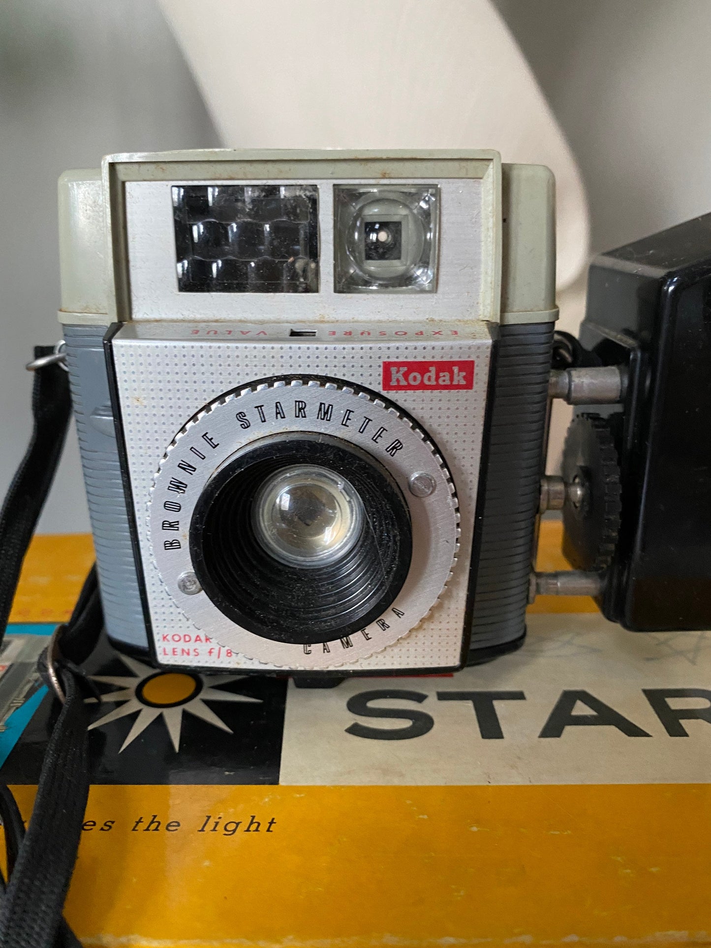 Vintage 1960s Kodak Brownie Starmeter 127 Film Camera with Flash and Original Box