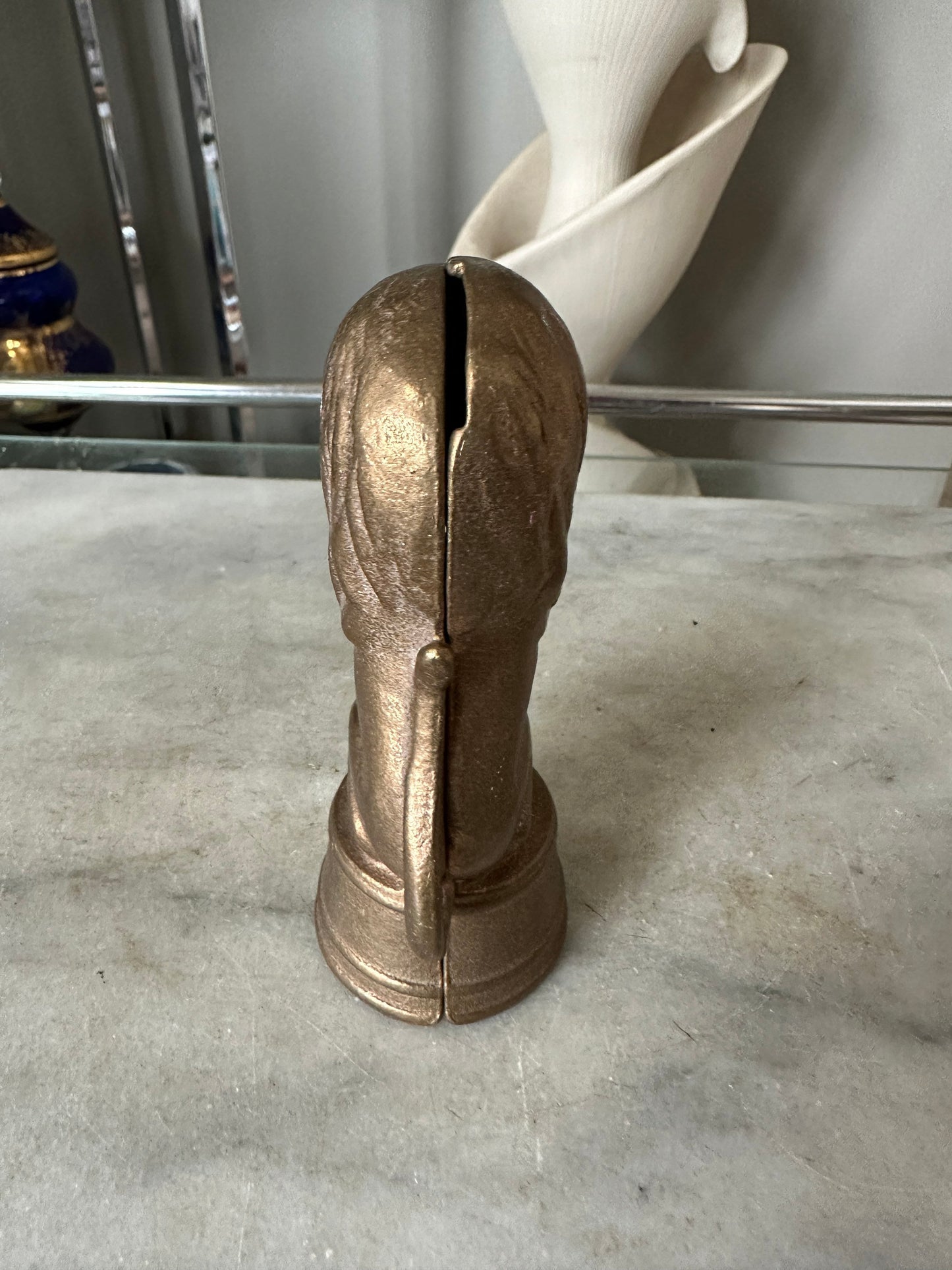 Antique Cast Iron Lion Bank | Circus Lion on Drum Bank ~ Gold Cast Iron Lion Bank