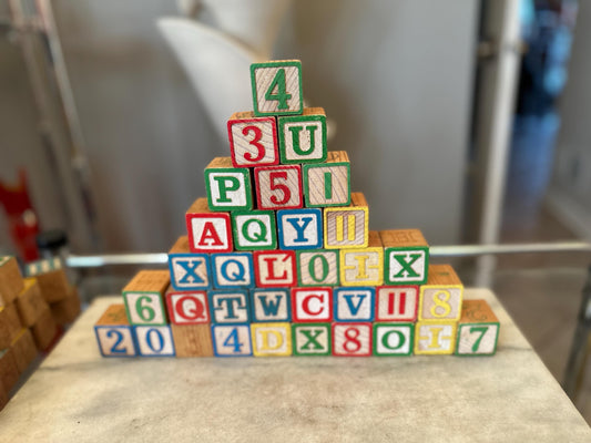Vintage Wood Letter Blocks (Set of 34): Rustic Nursery Decor