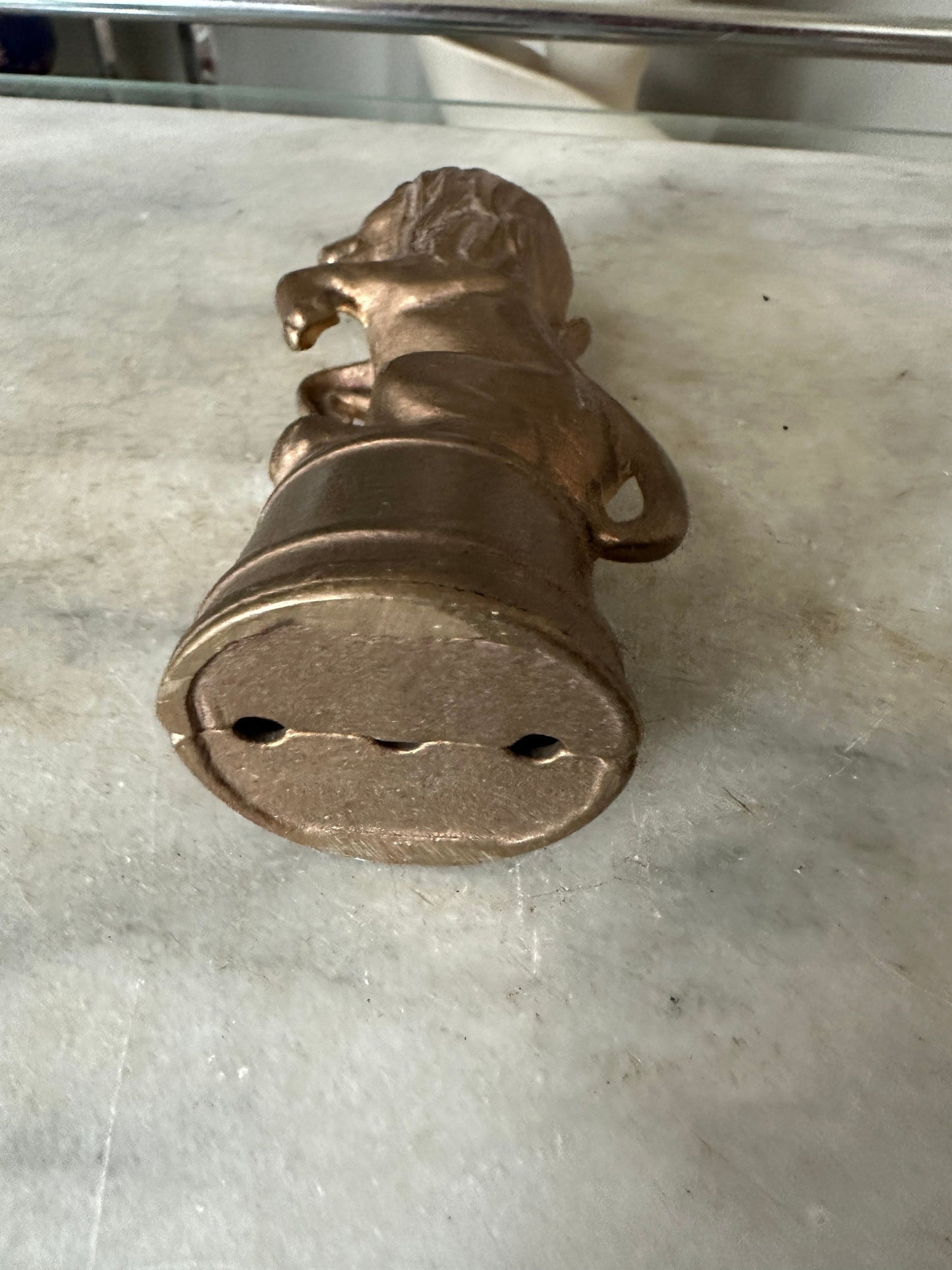 Antique Cast Iron Lion Bank | Circus Lion on Drum Bank ~ Gold Cast Iron Lion Bank