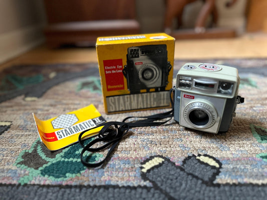 Vintage Kodak Camera, Brownie Starmatic Film Camera in Original Box, Photography Gift and Decor