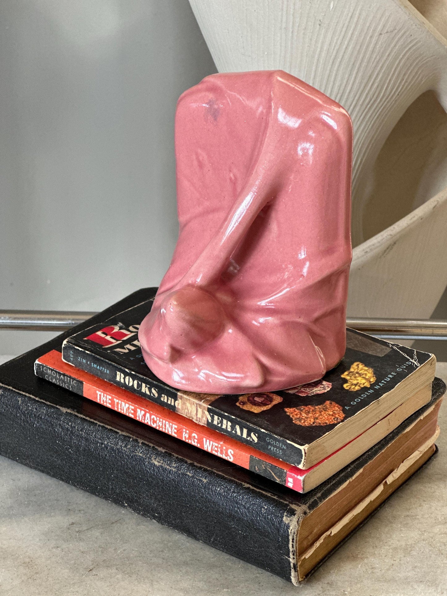 Vintage McCoy Lily Bud Bookend: Pink USA Pottery, 1950s