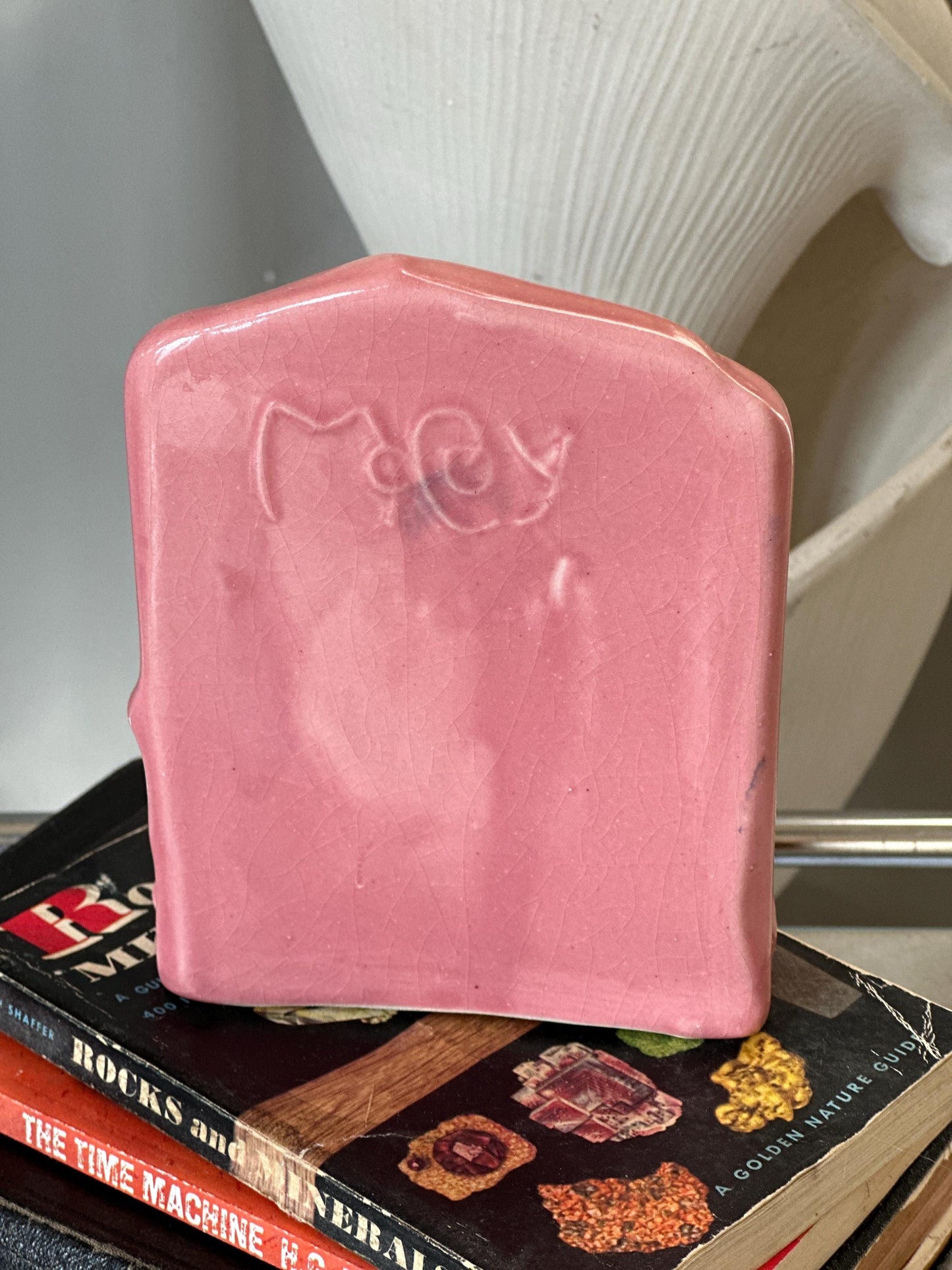 Vintage McCoy Lily Bud Bookend: Pink USA Pottery, 1950s
