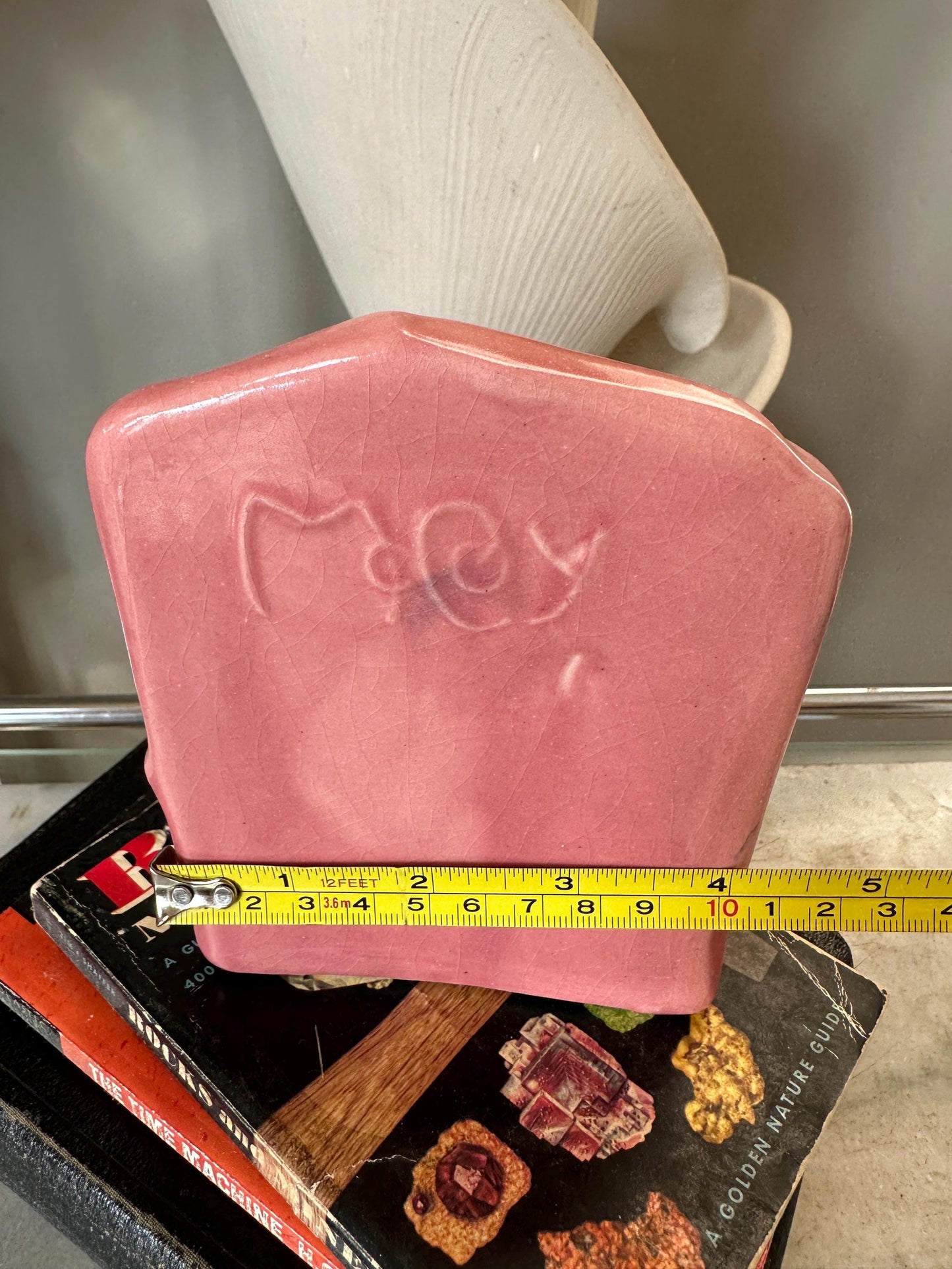 Vintage McCoy Lily Bud Bookend: Pink USA Pottery, 1950s