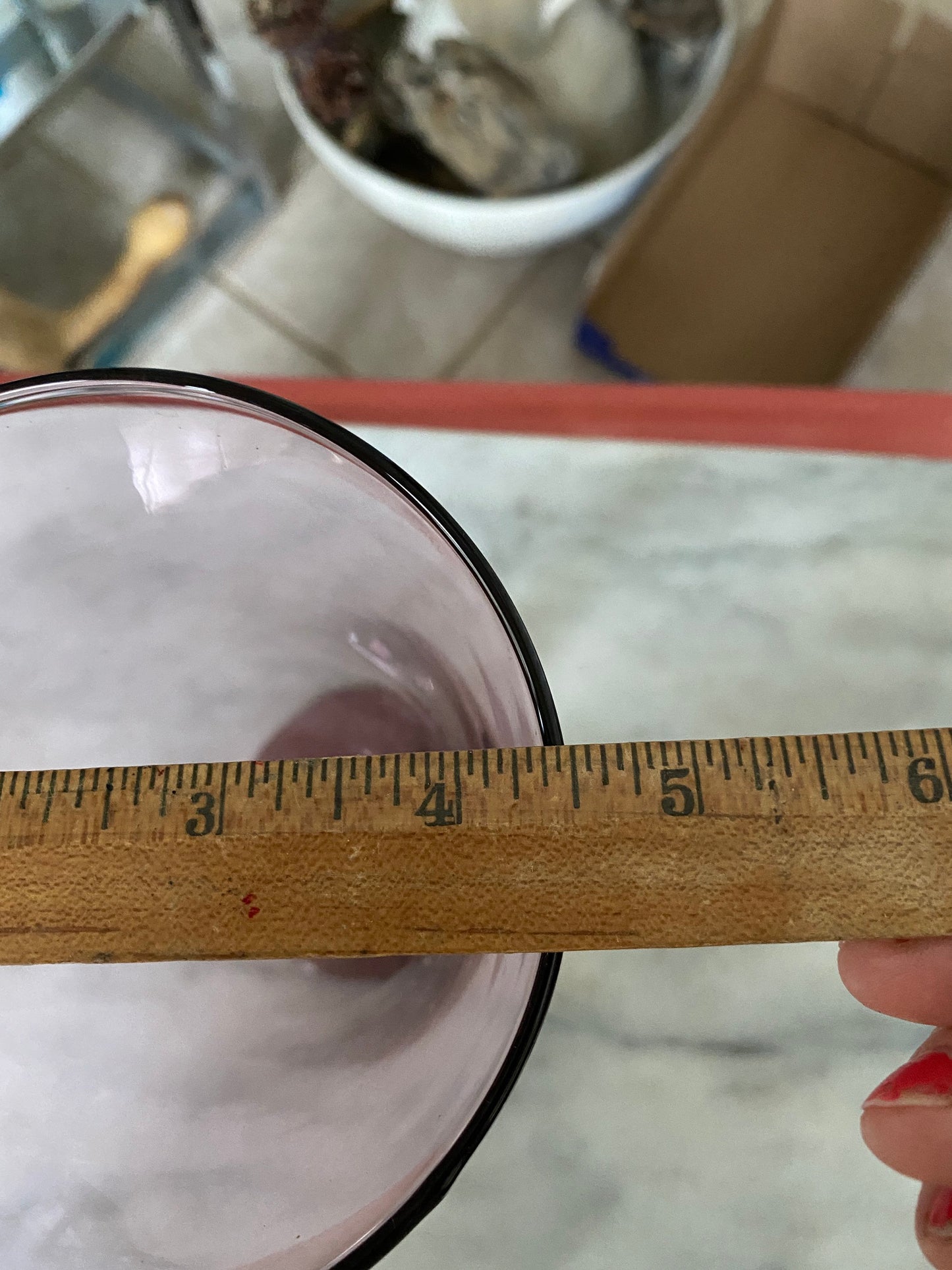 Vintage Glass Purple Amethyst Mid Century Pedestal Vase 9.25”