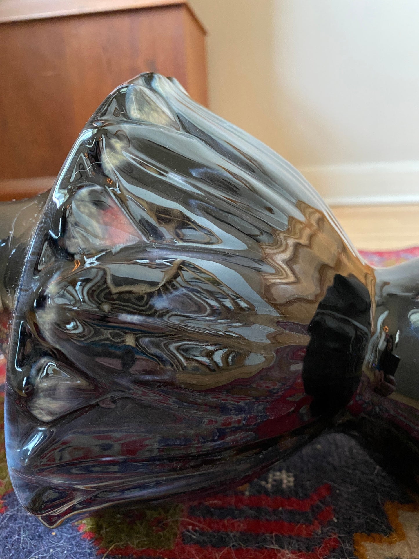 Vintage Mid Century Modern Black Drip Glaze Vase | USA Pottery (Haeger?) MCM Pedestal Vase
