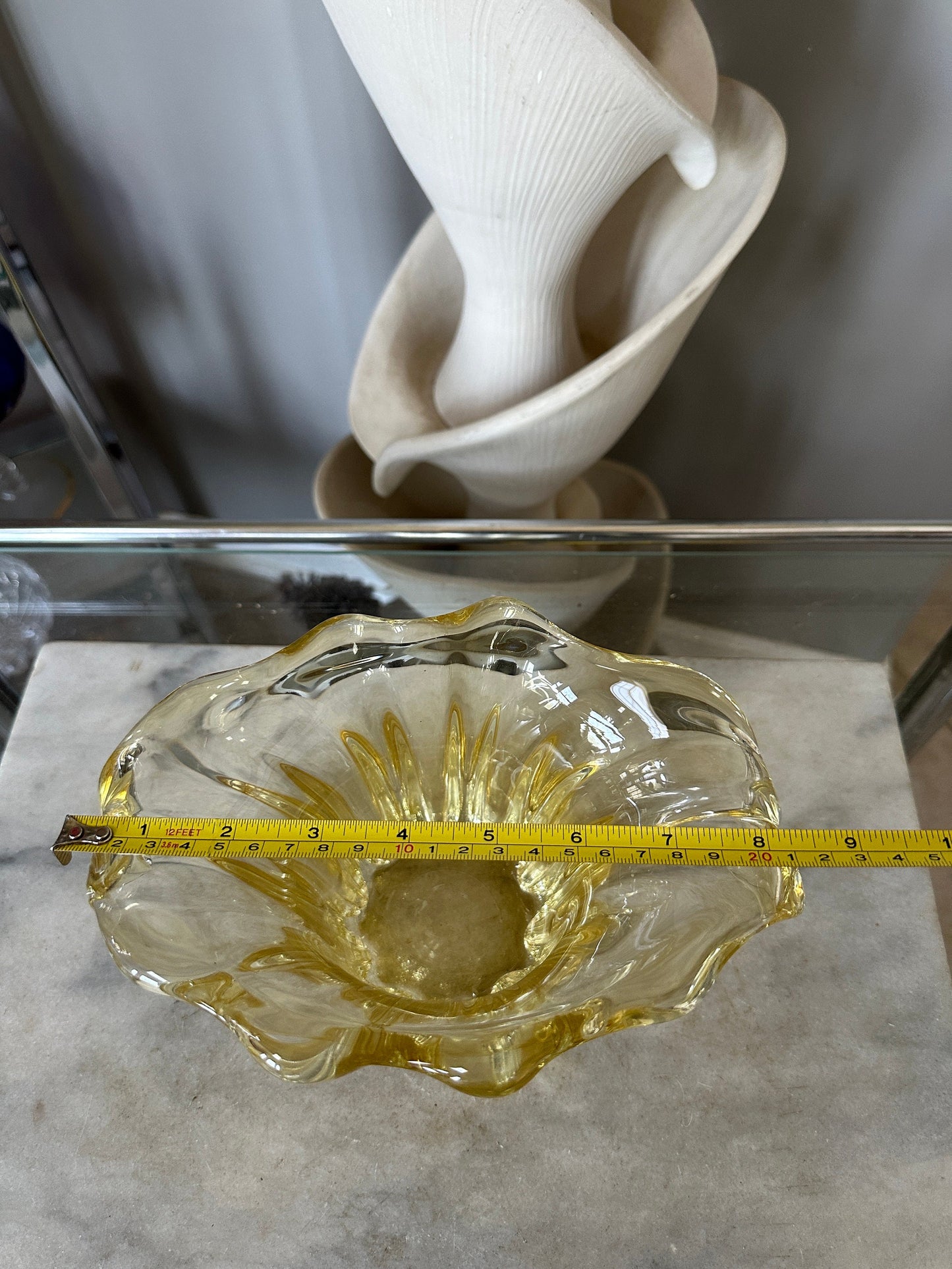 Vintage Amber Glass Bowl with Polished Pontil