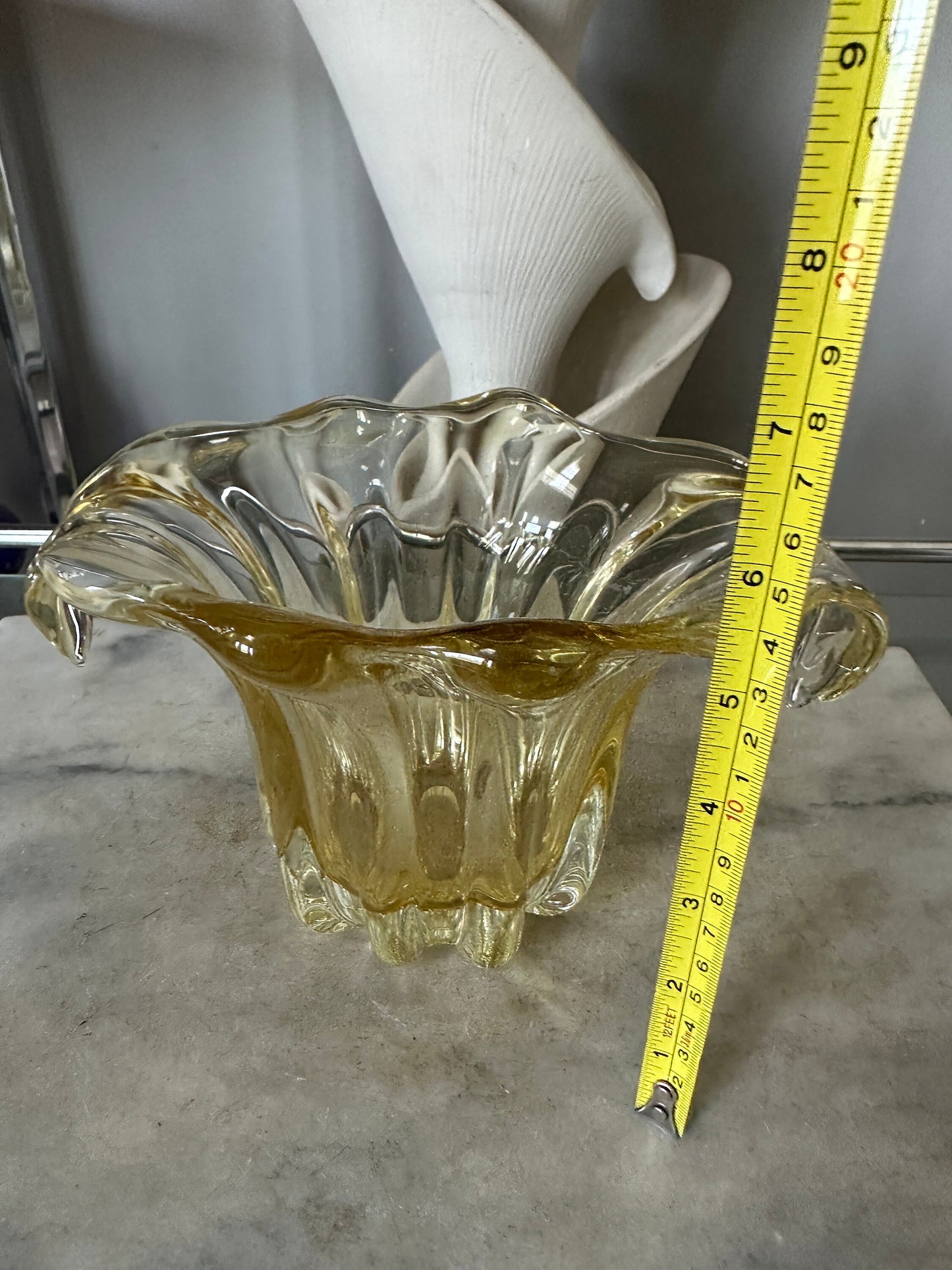 Vintage Amber Glass Bowl with Polished Pontil