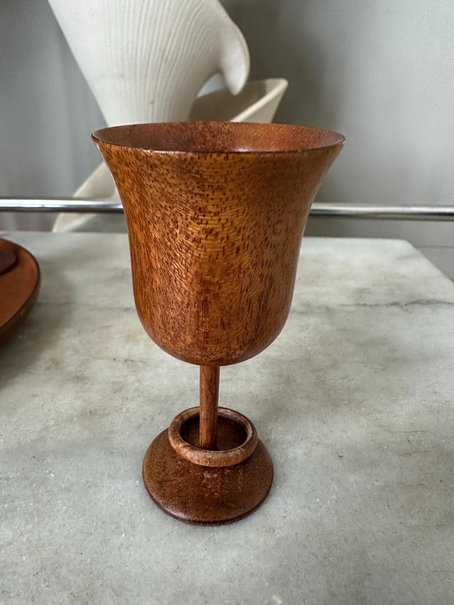 MCM Gatlinburg Wood Cordial Glasses with Captive Rings - Set of 6