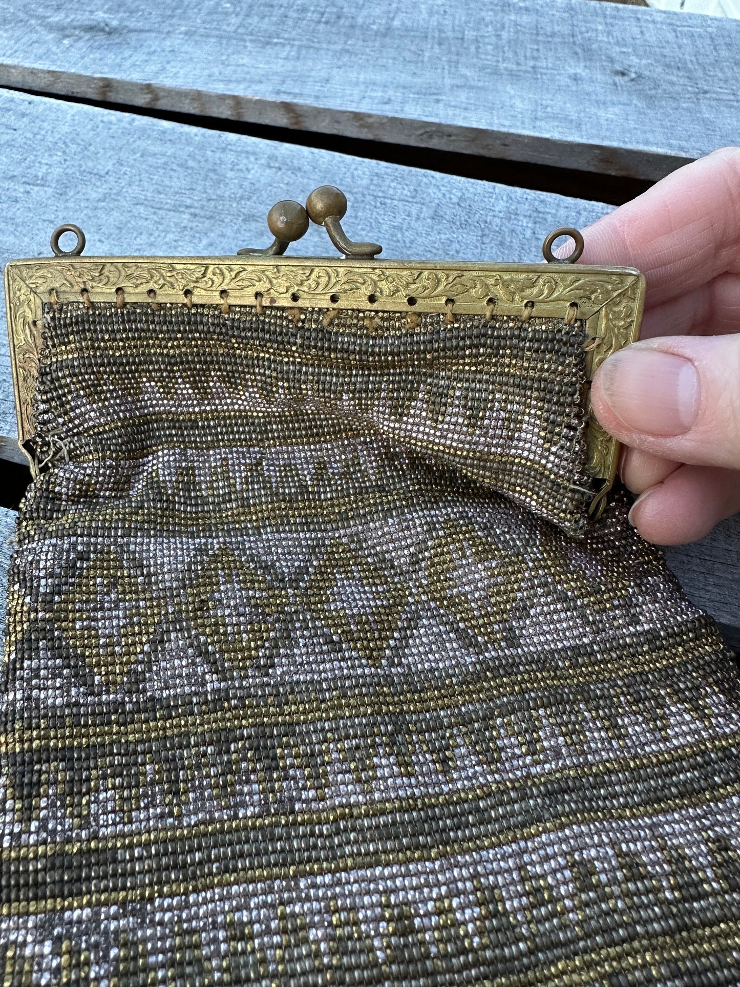 Antique Art Deco Beaded Evening Bag with Fringe - Made in France