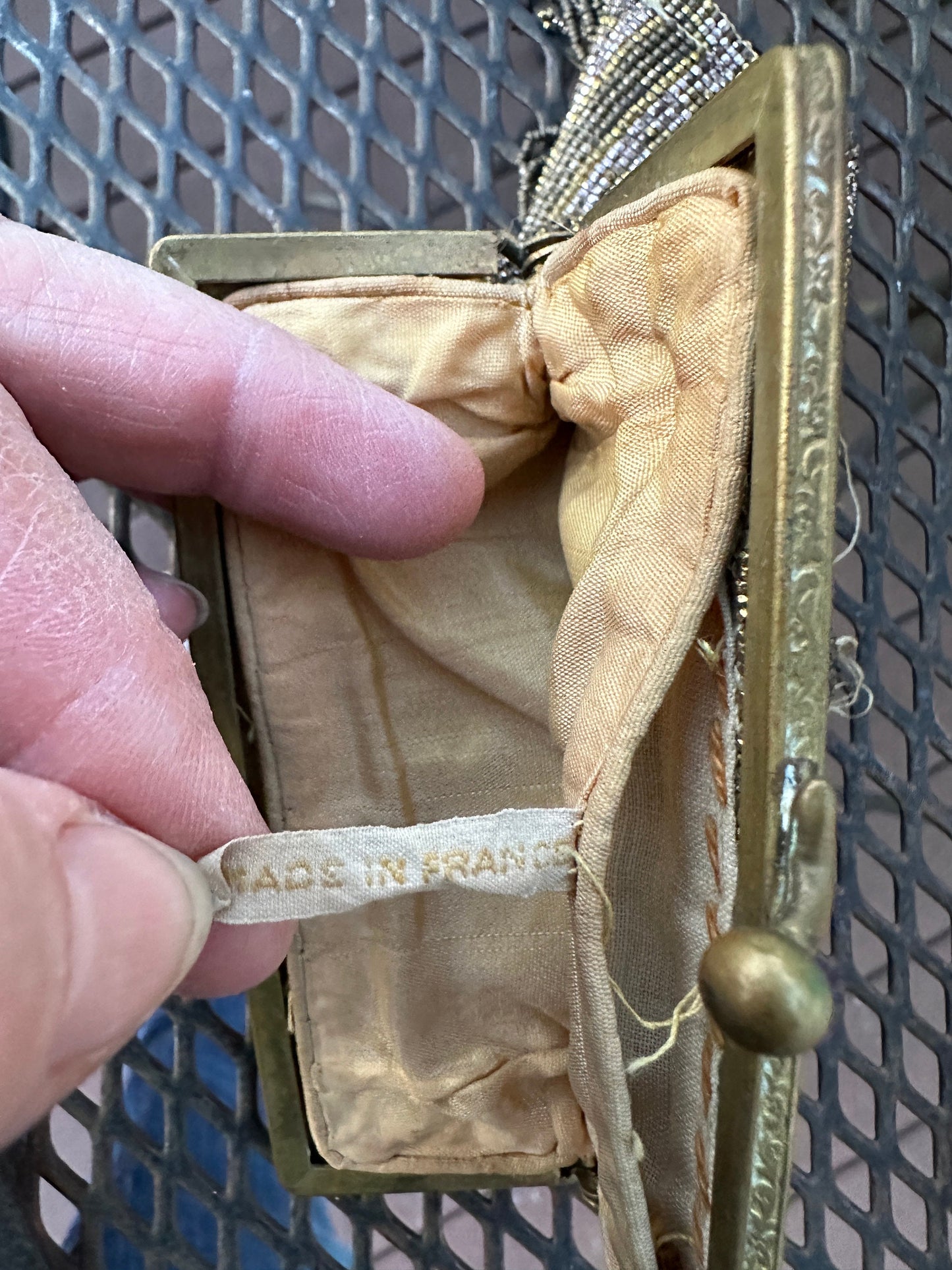 Antique Art Deco Beaded Evening Bag with Fringe - Made in France