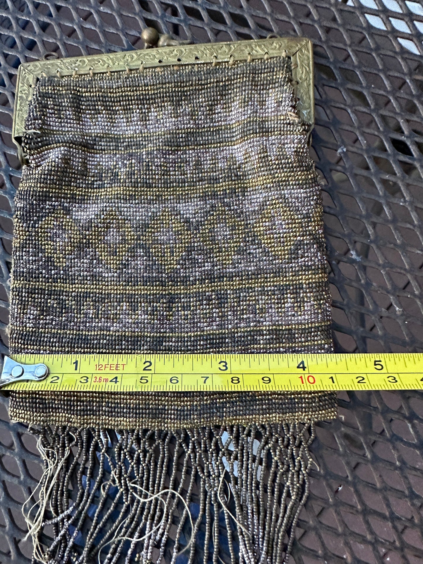 Antique Art Deco Beaded Evening Bag with Fringe - Made in France