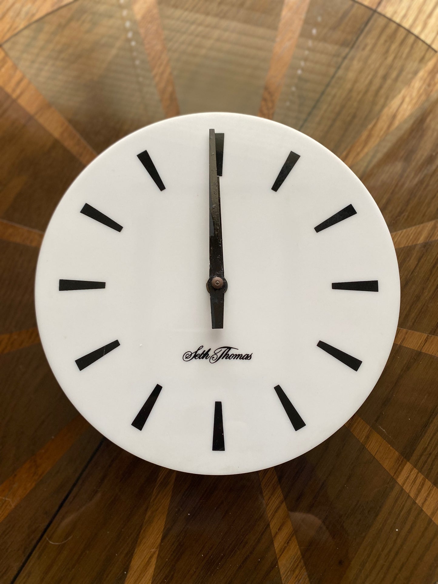 Vintage Mid Century Modern Smokey Grey Acrylic Seth Thomas Wall Clock