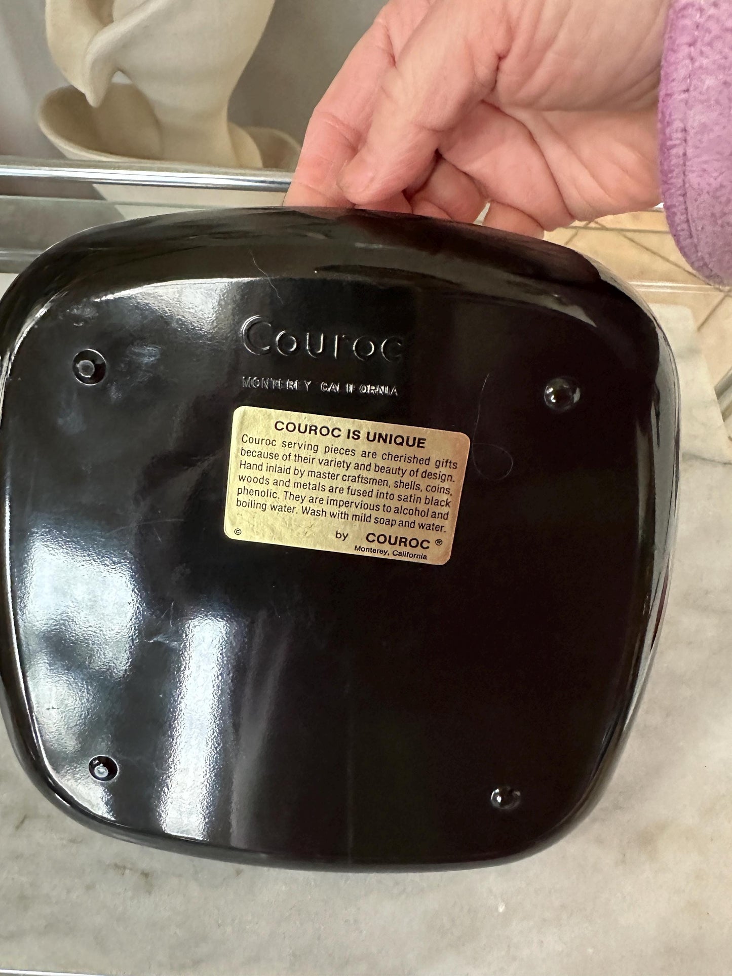 Couroc Tray: 1960s Mid Century Modern Holly Berry Decor