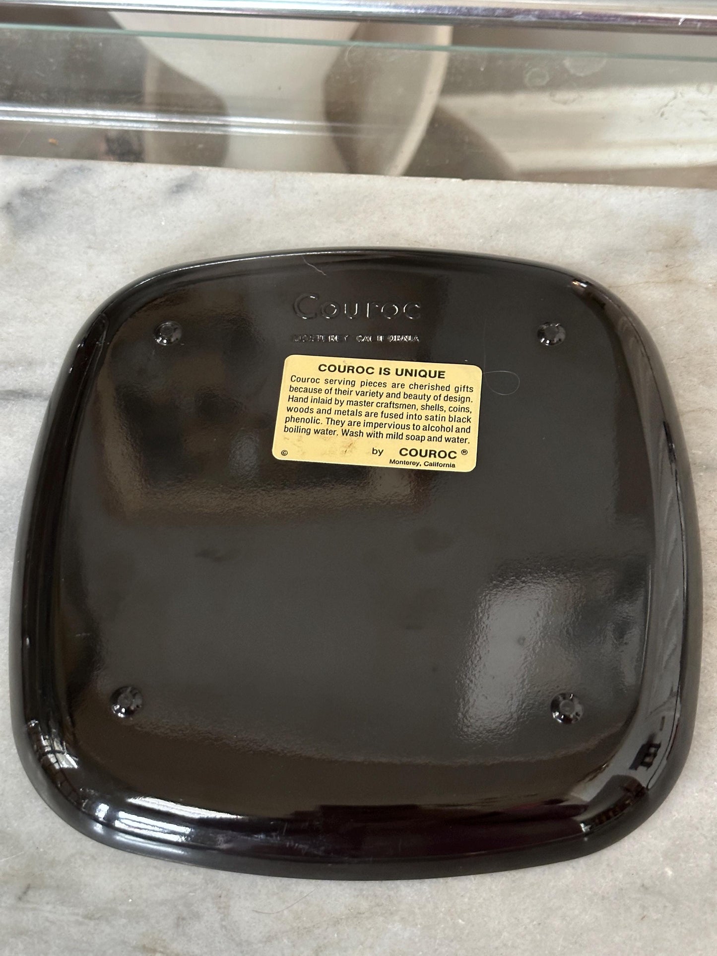 Couroc Tray: 1960s Mid Century Modern Holly Berry Decor