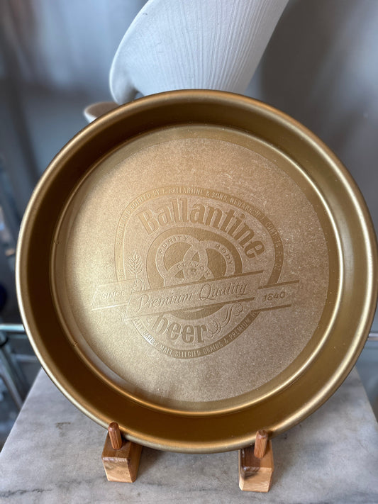 Vintage Ballantine Beer Tray: 1970s Gold Plastic Barware (13 inch)