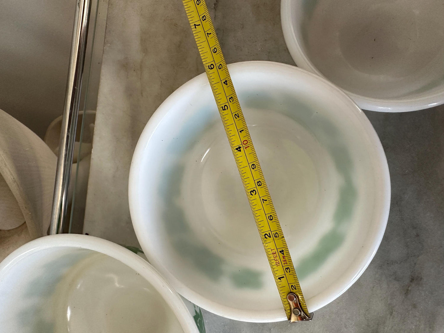 Vintage Three Piece Hazel Atlas Mixing Bowls with Ivy