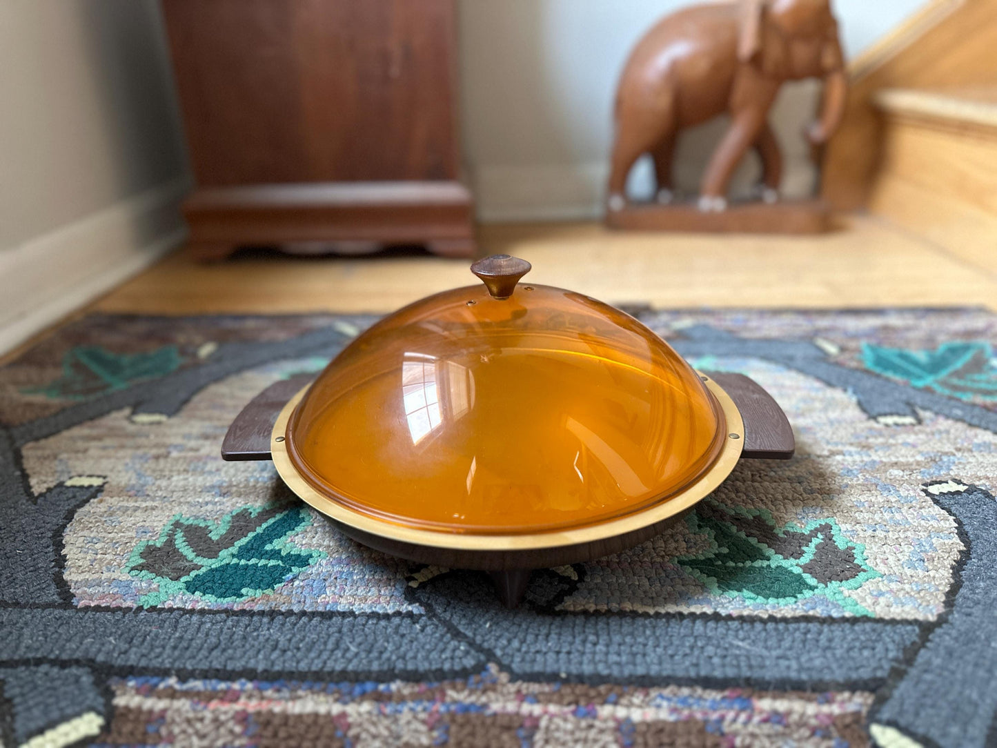 Vintage 1960s MCM Kaz Party Platter Warming Tray with Lid