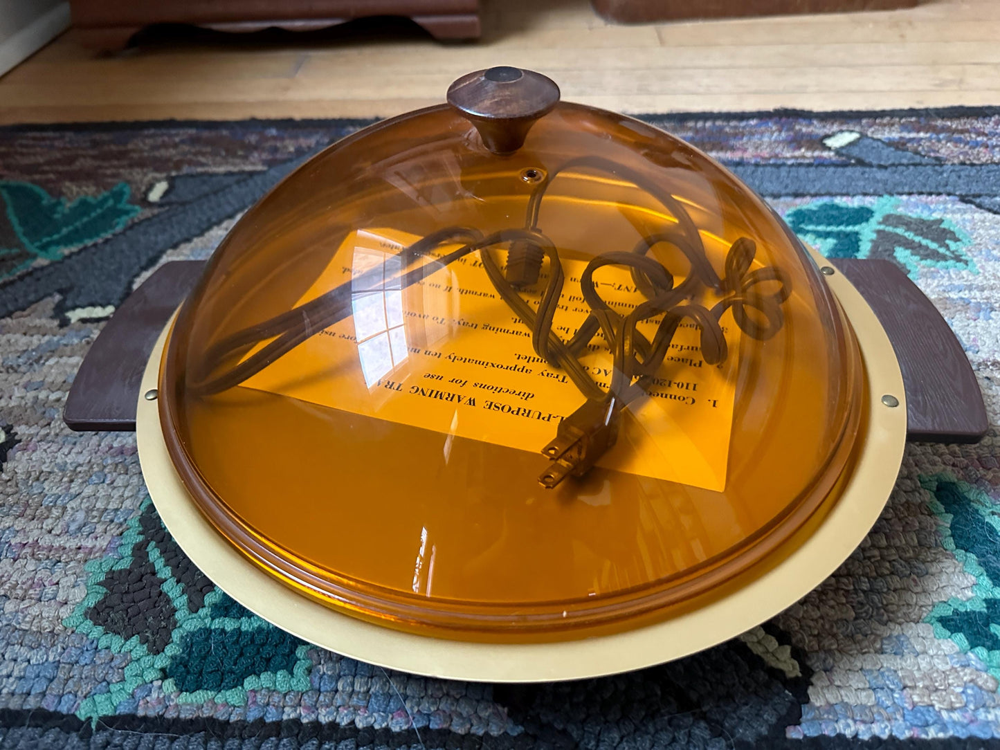 Vintage 1960s MCM Kaz Party Platter Warming Tray with Lid