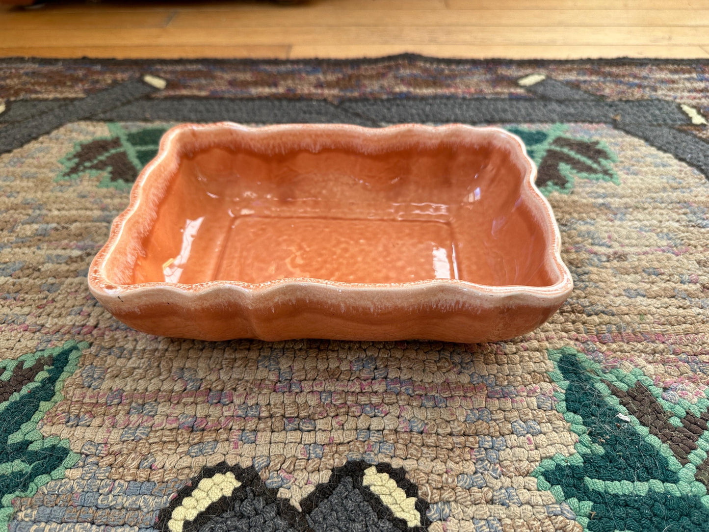 Vintage Imperial USA Orange Drip Glaze Succulent Fish | F37