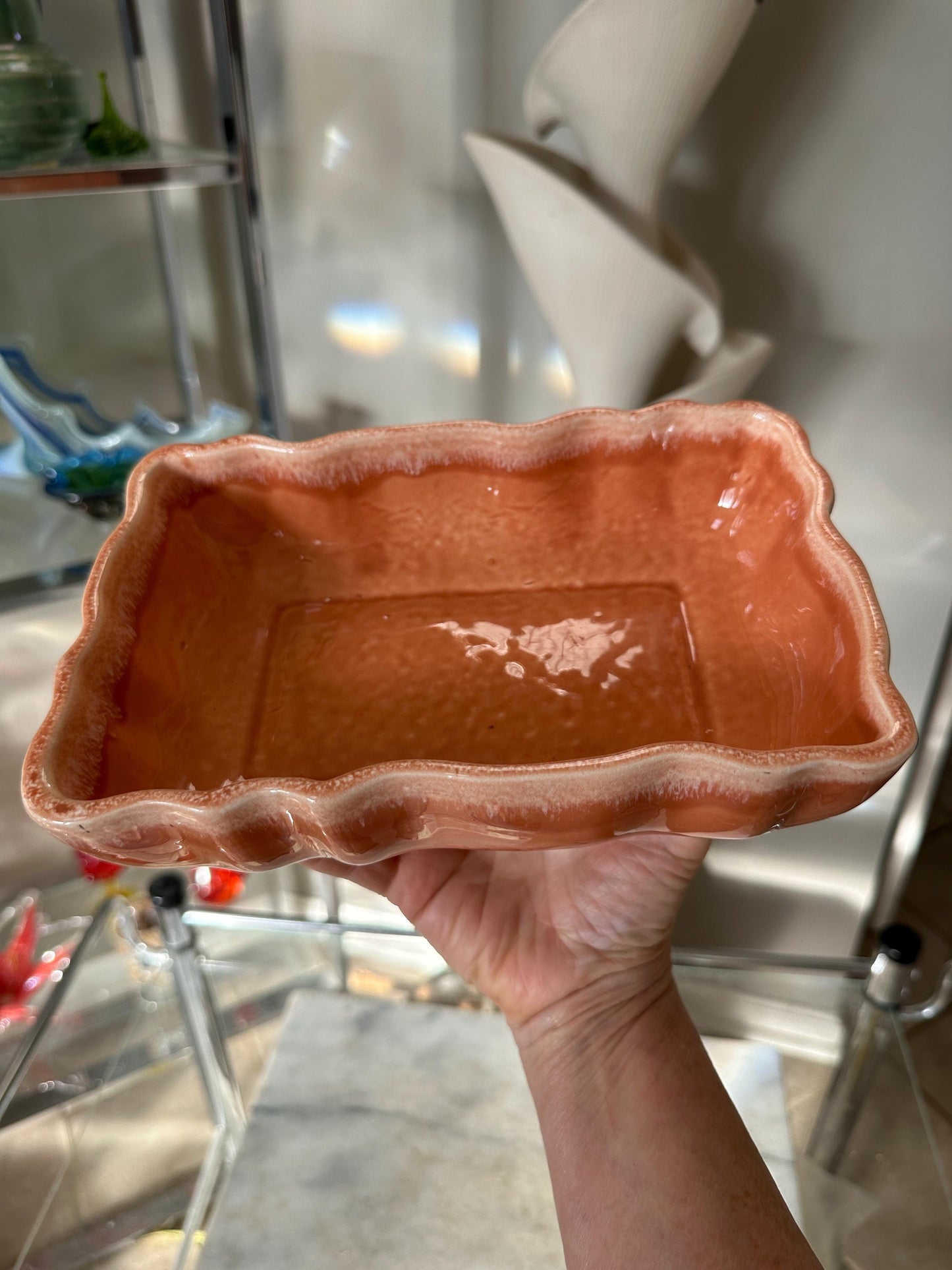 Vintage Imperial USA Orange Drip Glaze Succulent Fish | F37