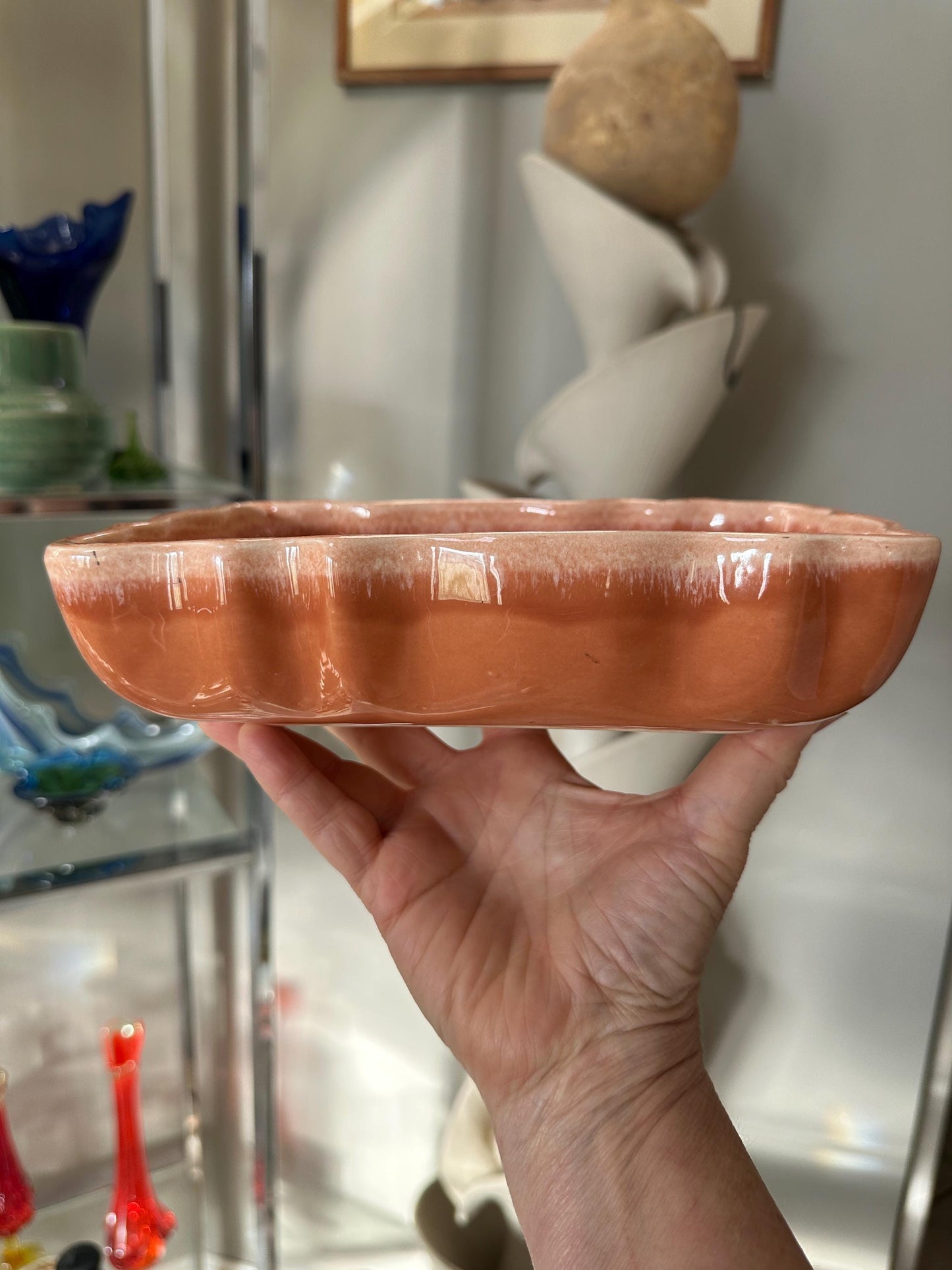 Vintage Imperial USA Orange Drip Glaze Succulent Fish | F37