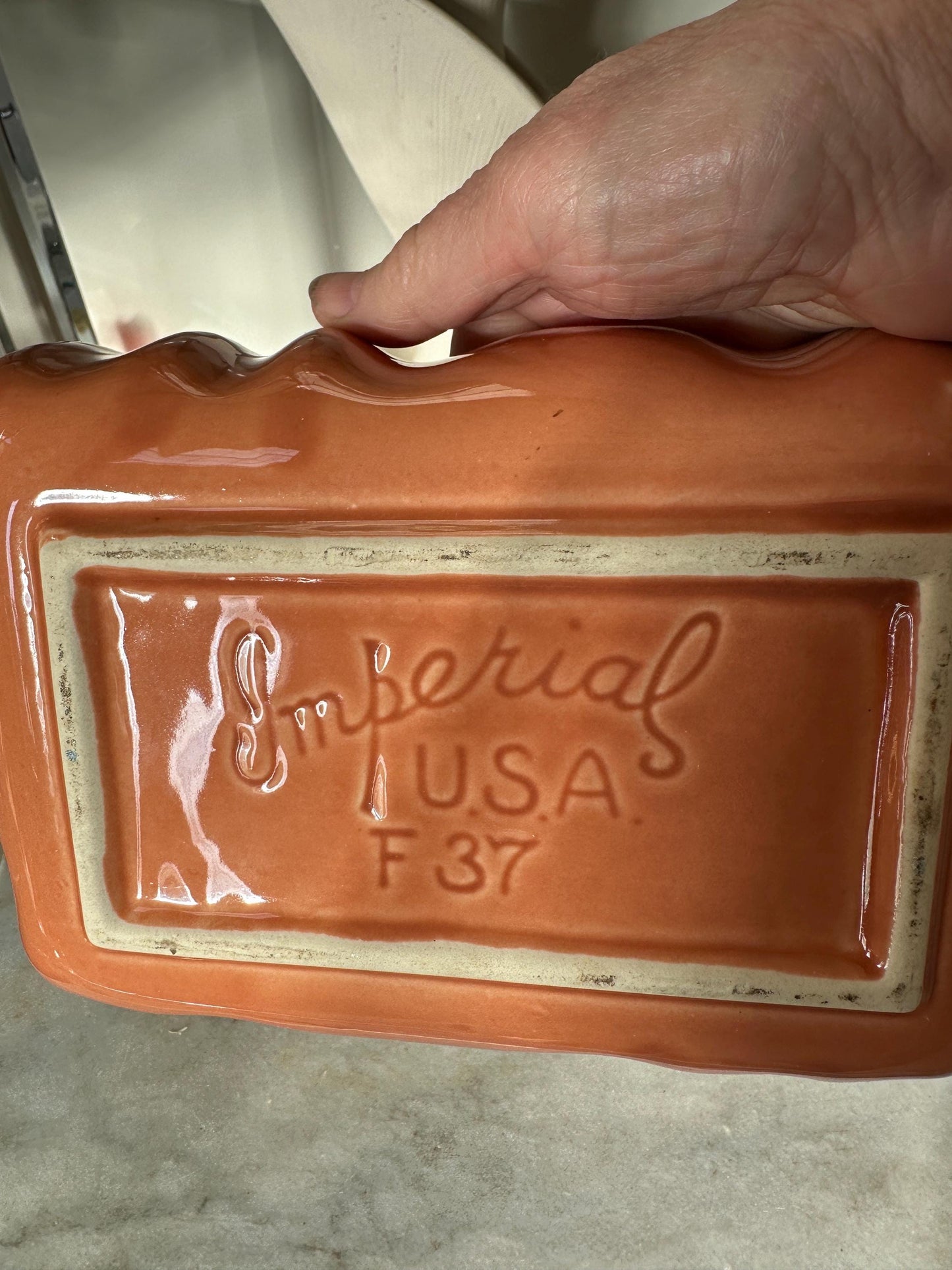 Vintage Imperial USA Orange Drip Glaze Succulent Fish | F37