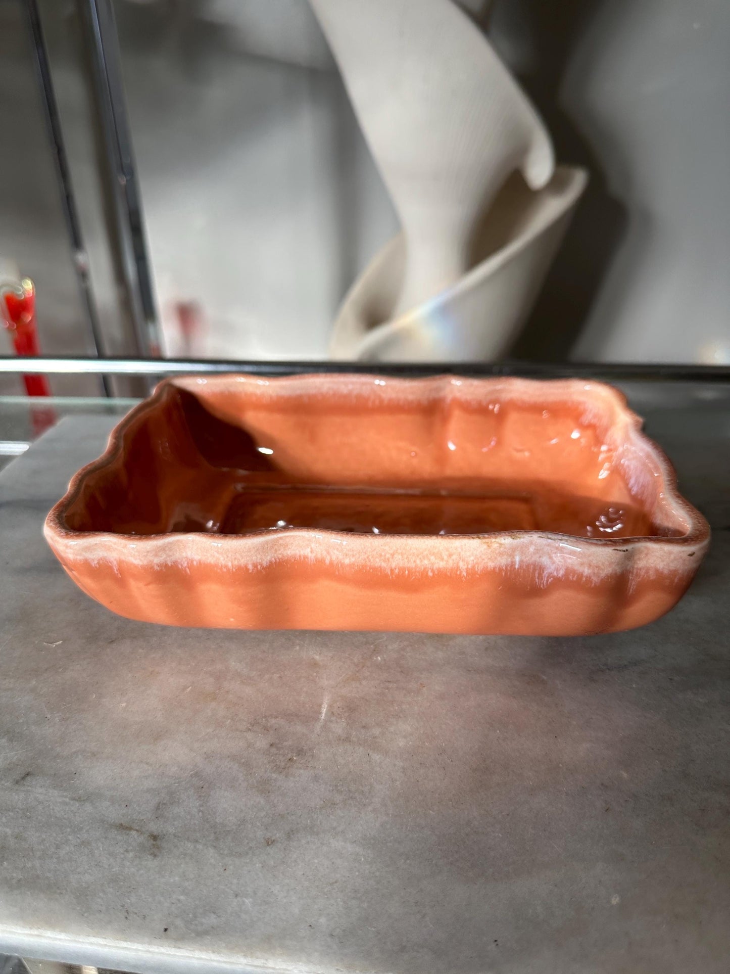 Vintage Imperial USA Orange Drip Glaze Succulent Fish | F37