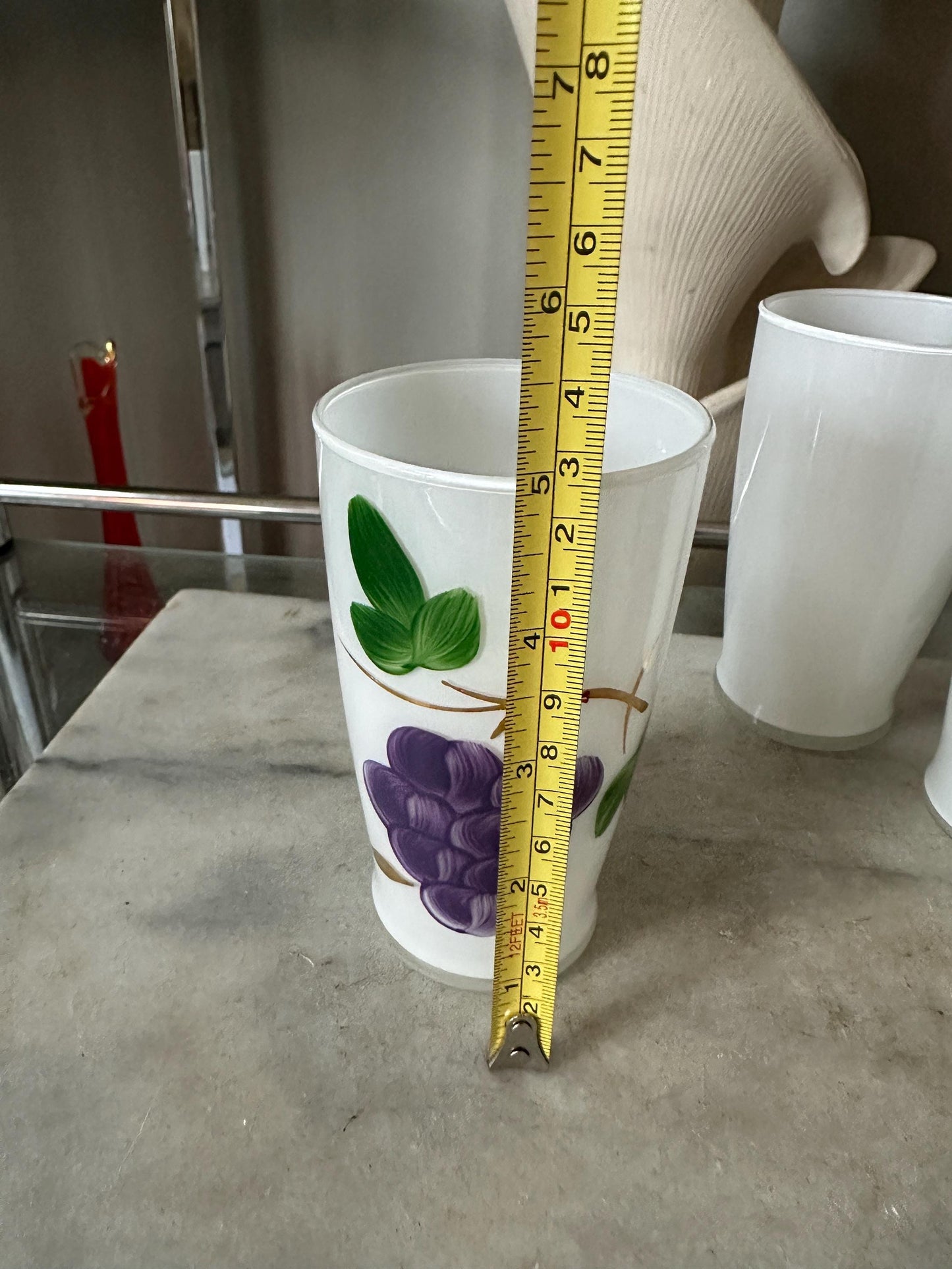 Mid Century Bartlett Collins Frosted Glasses (4) Glass Grape Design Set of 4