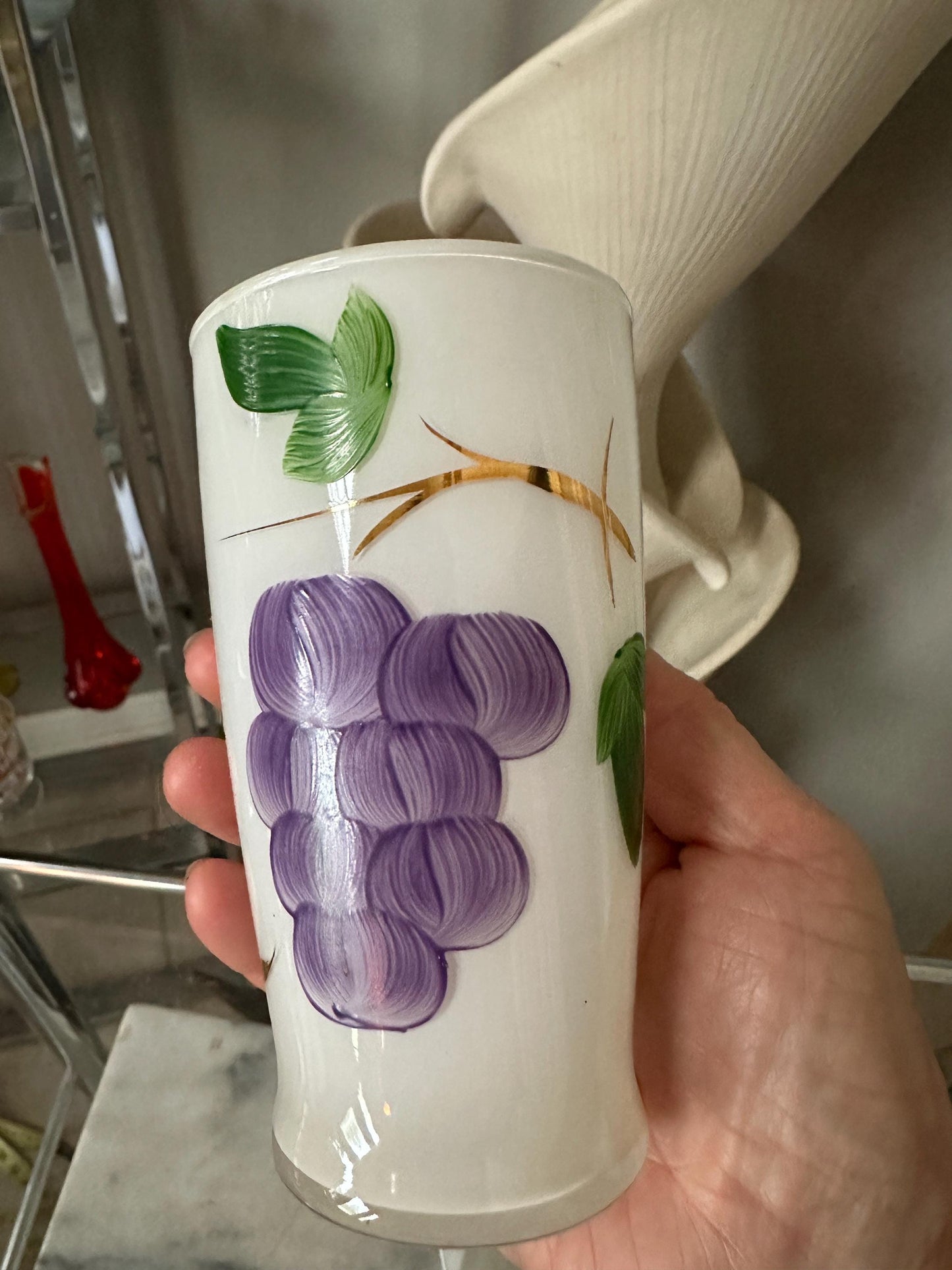 Mid Century Bartlett Collins Frosted Glasses (4) Glass Grape Design Set of 4