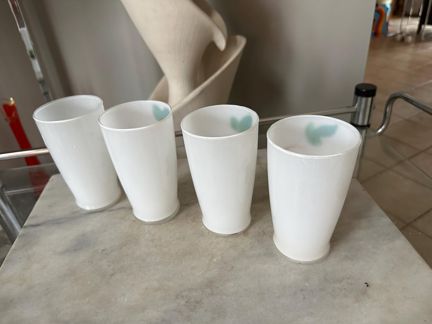 Mid Century Bartlett Collins Frosted Glasses (4) Glass Grape Design Set of 4