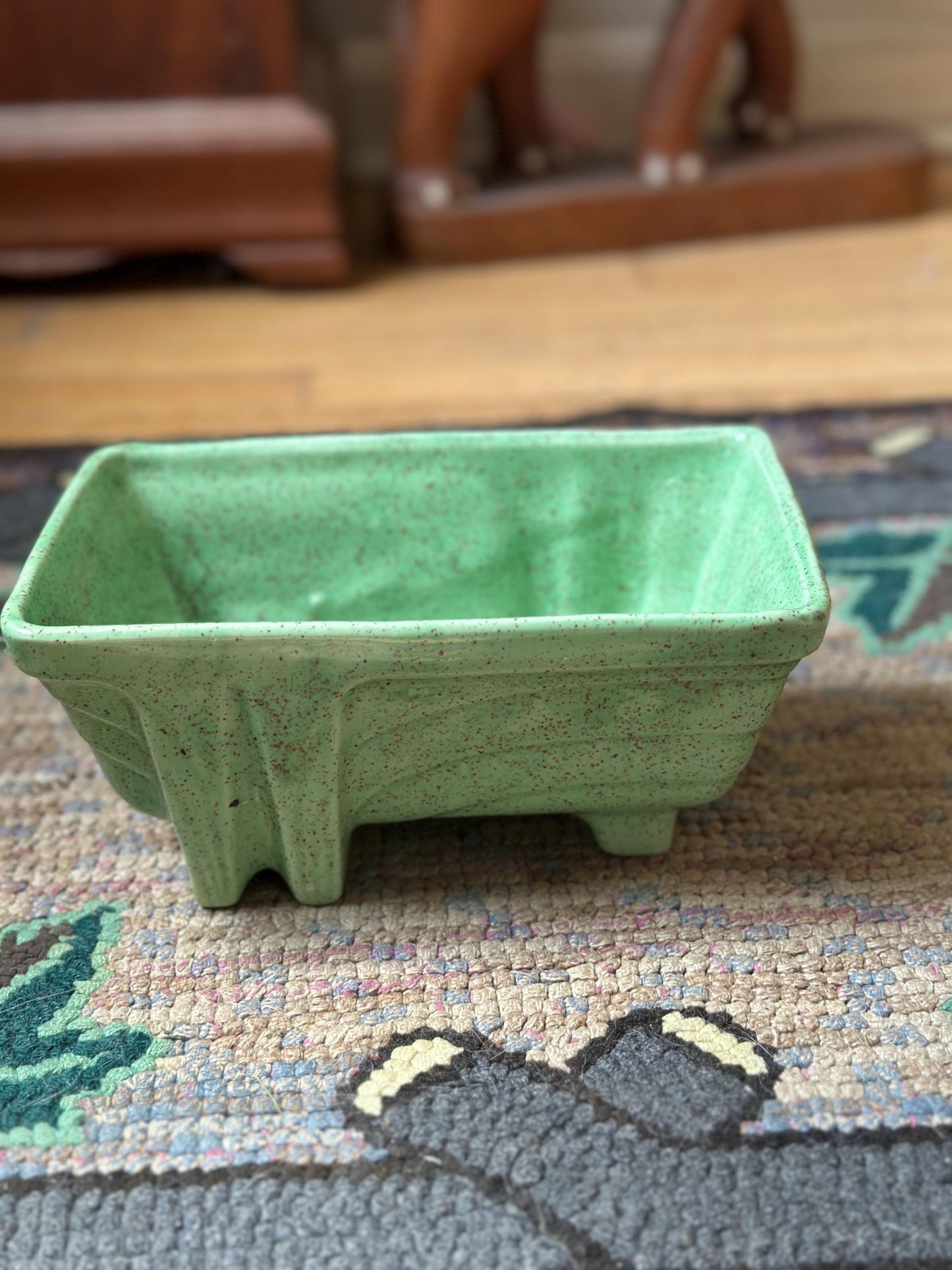 Vintage Cookson Pottery Planter: Speckled Green & Brown USA Pottery