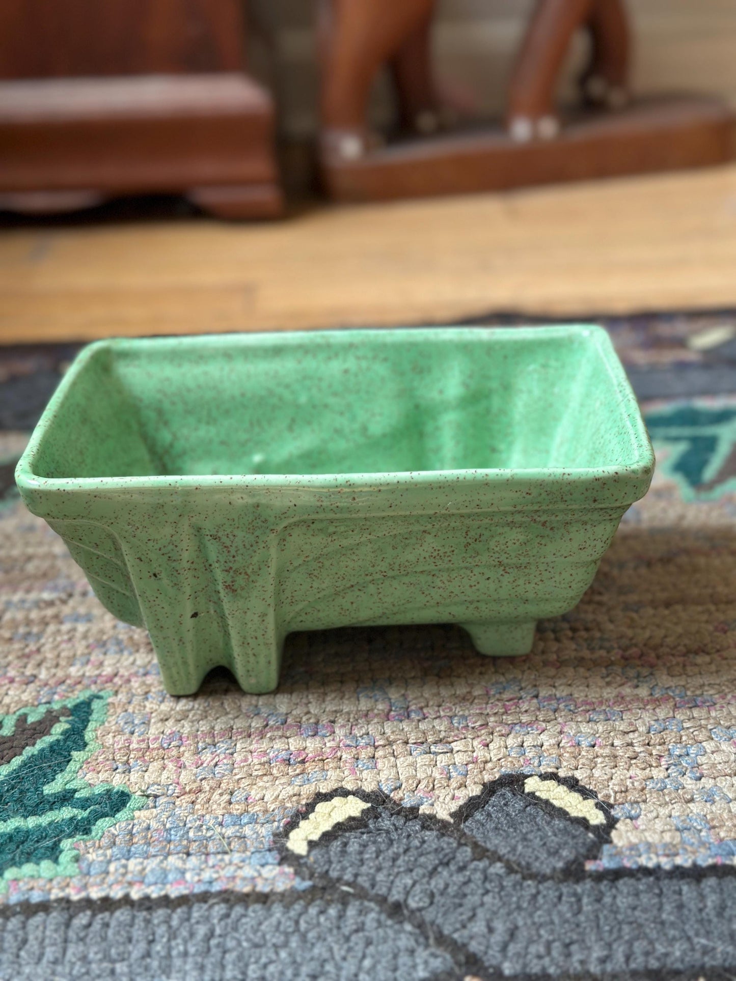 Vintage Cookson Pottery Planter: Speckled Green & Brown USA Pottery