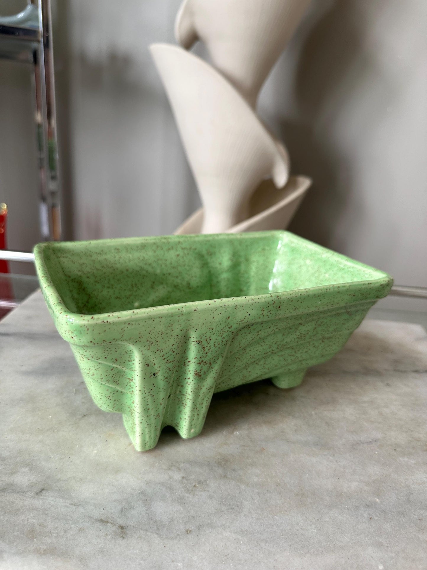 Vintage Cookson Pottery Planter: Speckled Green & Brown USA Pottery