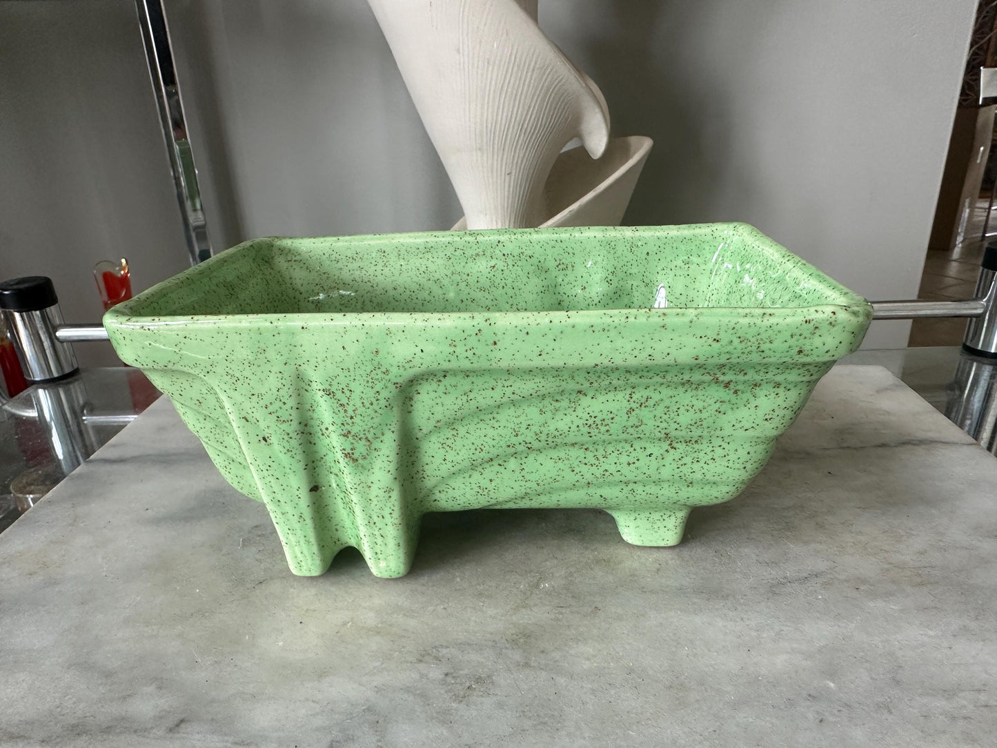 Vintage Cookson Pottery Planter: Speckled Green & Brown USA Pottery